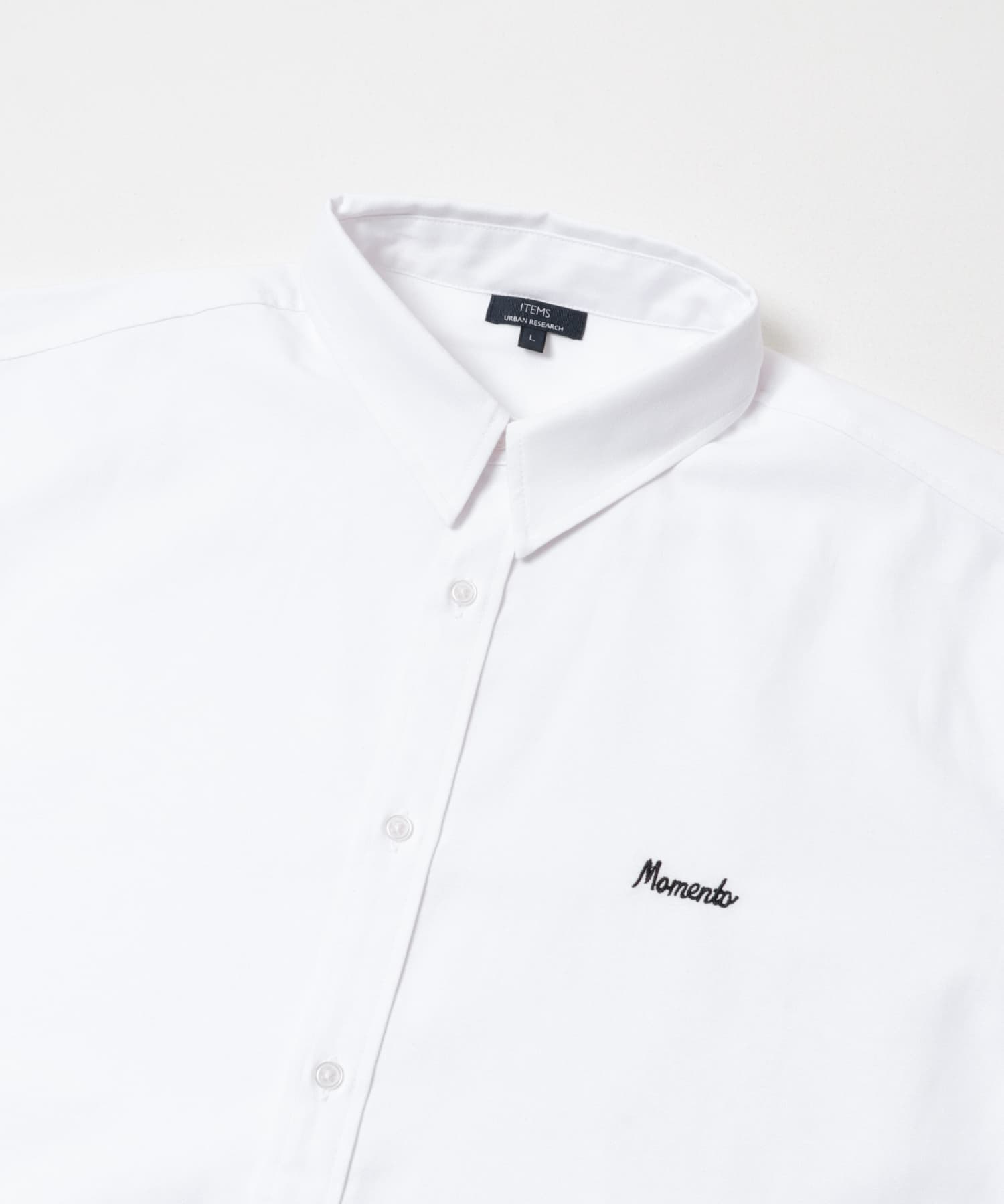 刺繍 オックス レギュラーカラーシャツ WHITE M