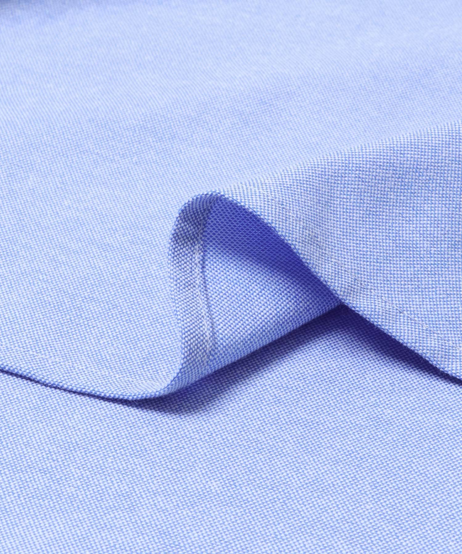 刺繍 オックス レギュラーカラーシャツ BLUE M