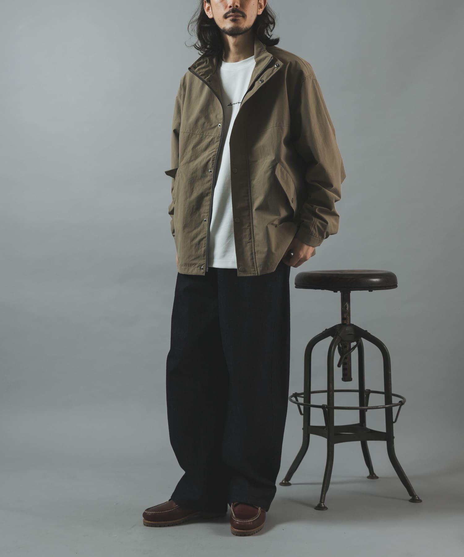 『防風/撥水』ナイロンスタンドネックミリタリーブルゾン KHAKI L
