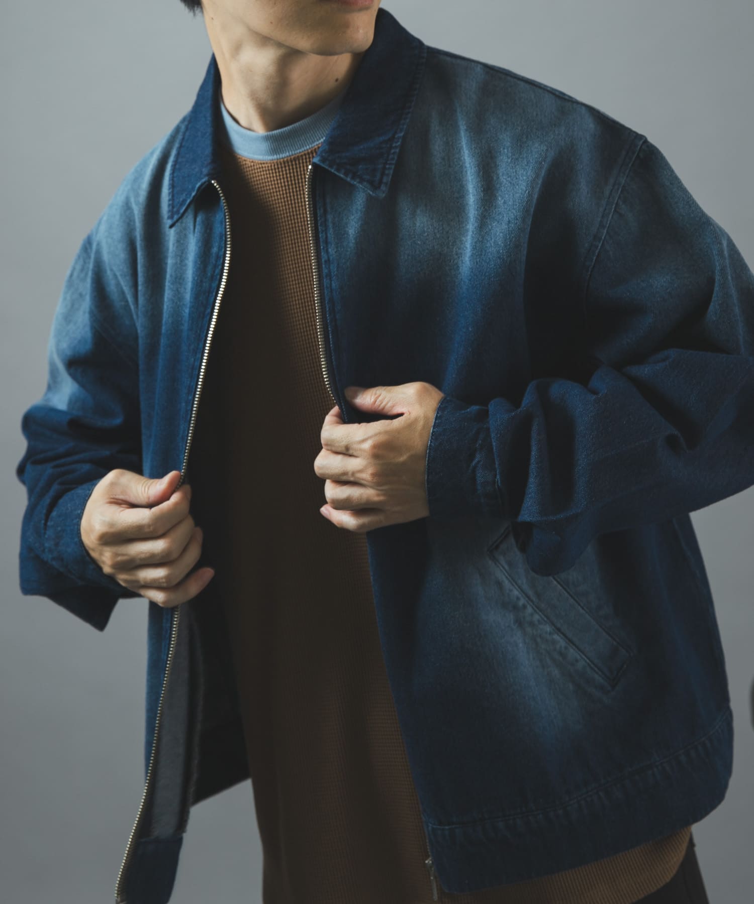 Denim Zip Up Blouson