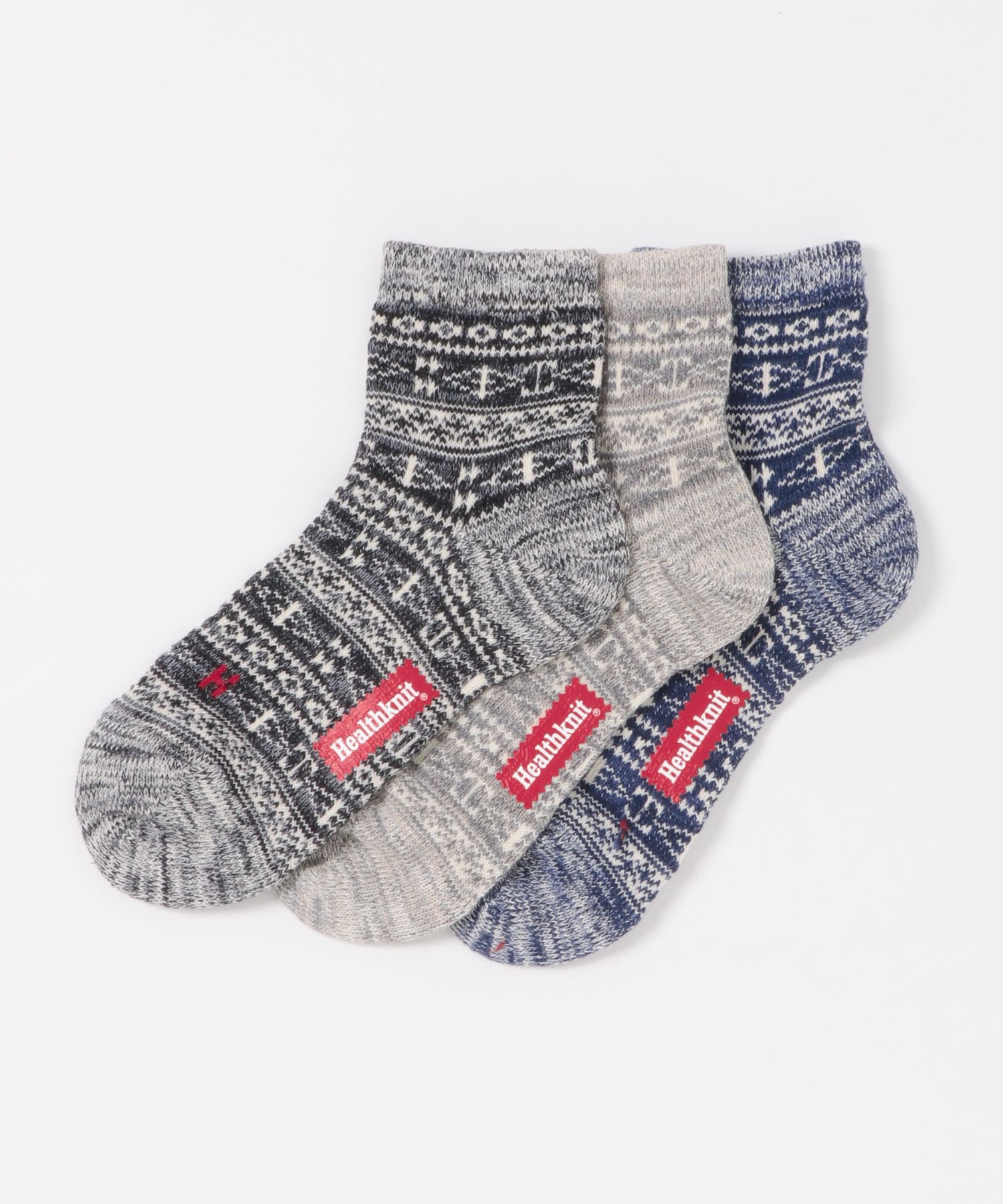 Healthknit　ジャカードミドルソックス 3P