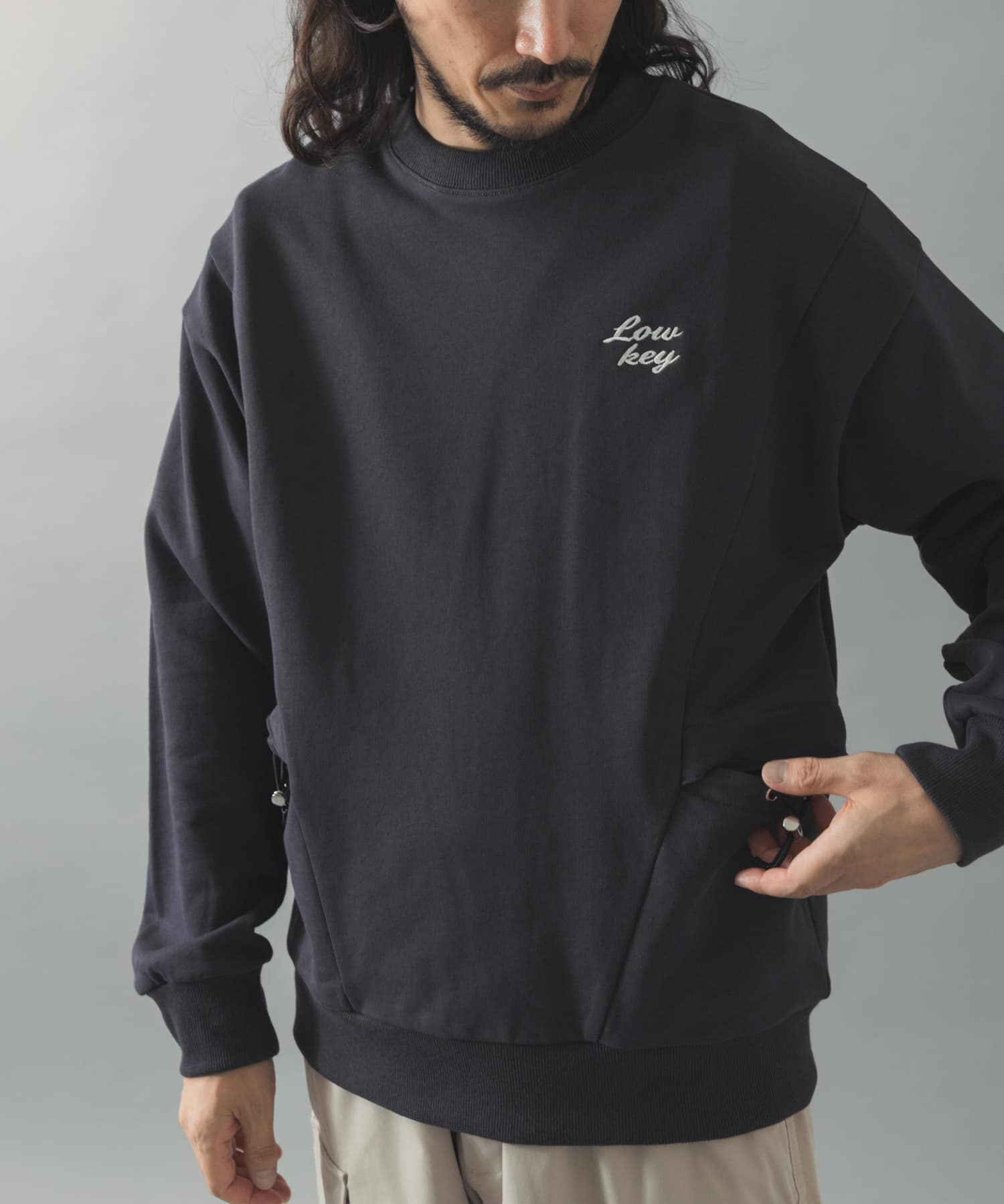サイドストレージ裏毛スウェットトップス(M CHARCOAL): トップス