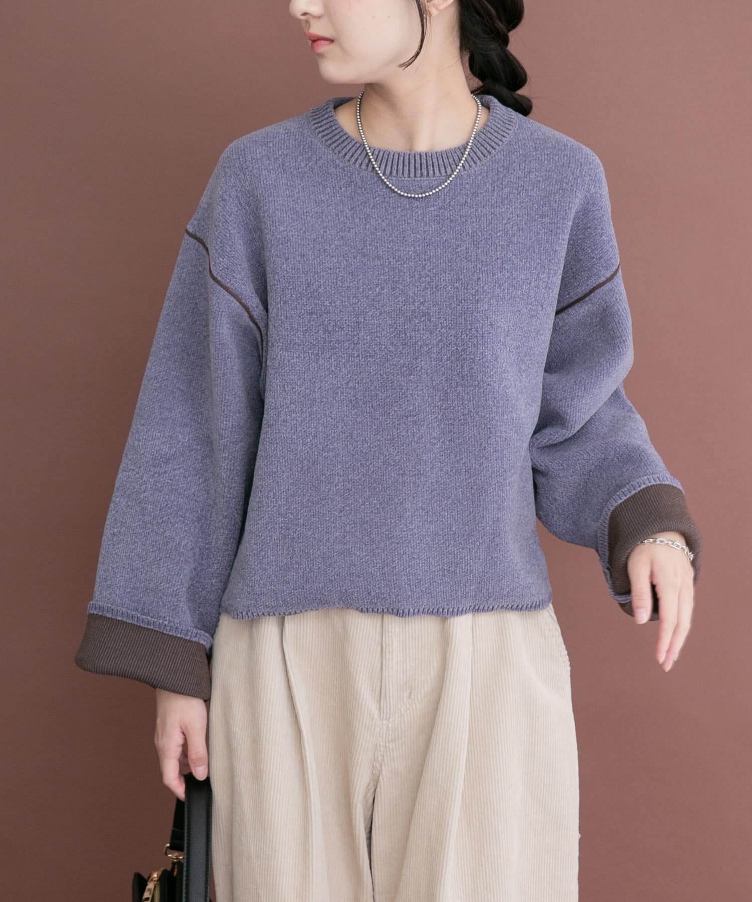 『洗濯可』ダブルフェイスモールニット