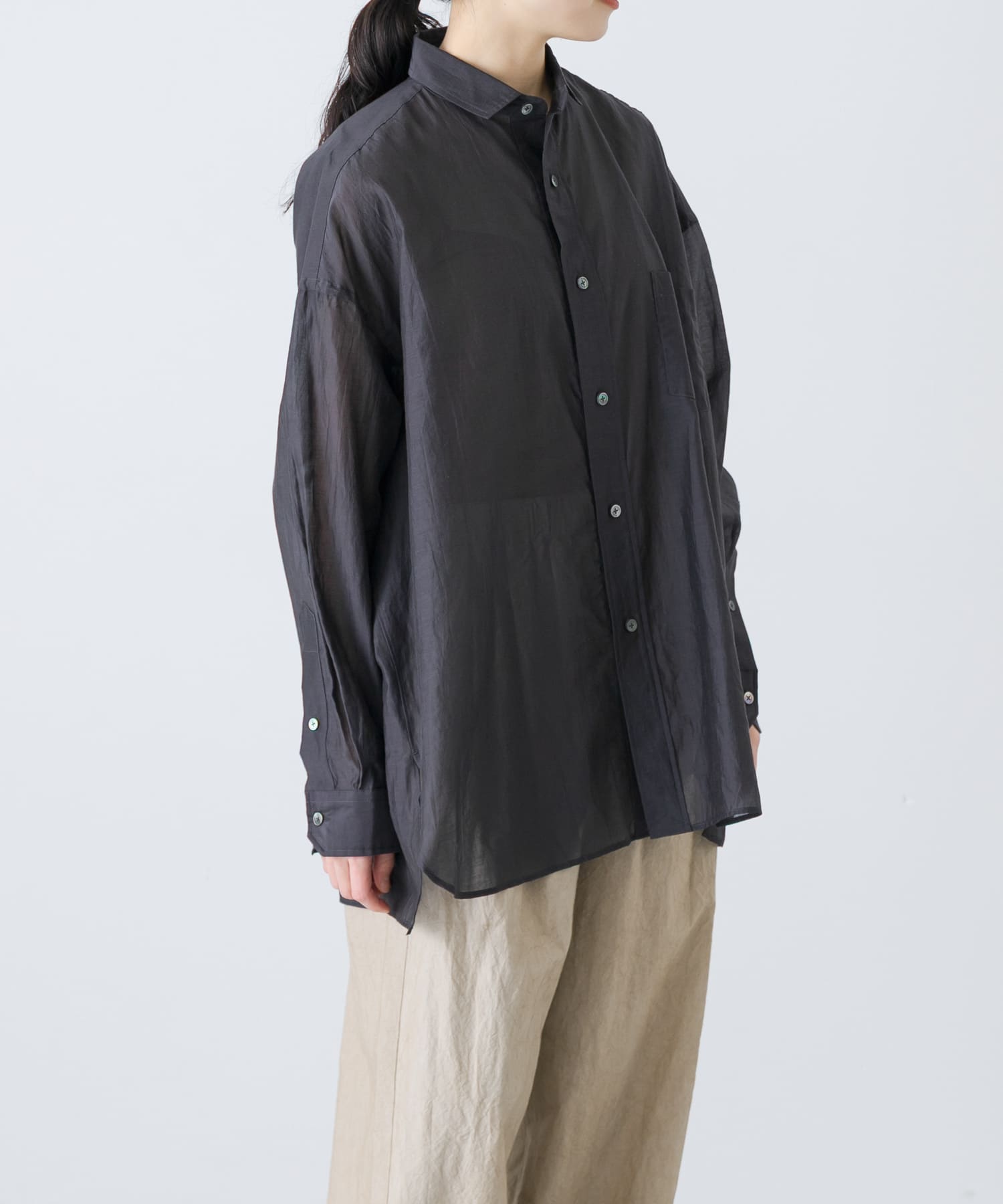 TICCA　コットンシルクスクエアビッグシャツUNI