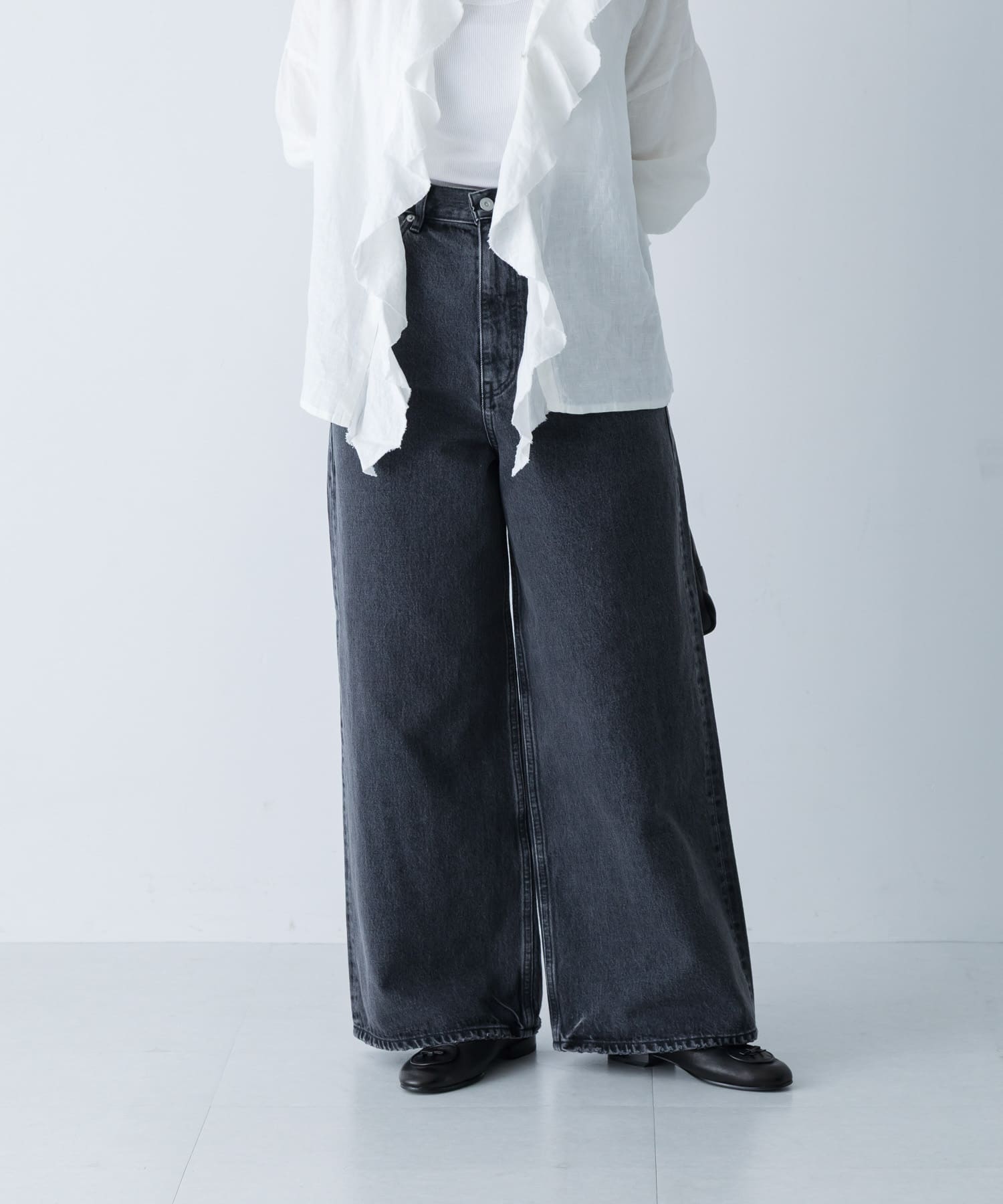 YLEVE　DENIM HIGH WAIST WIDE