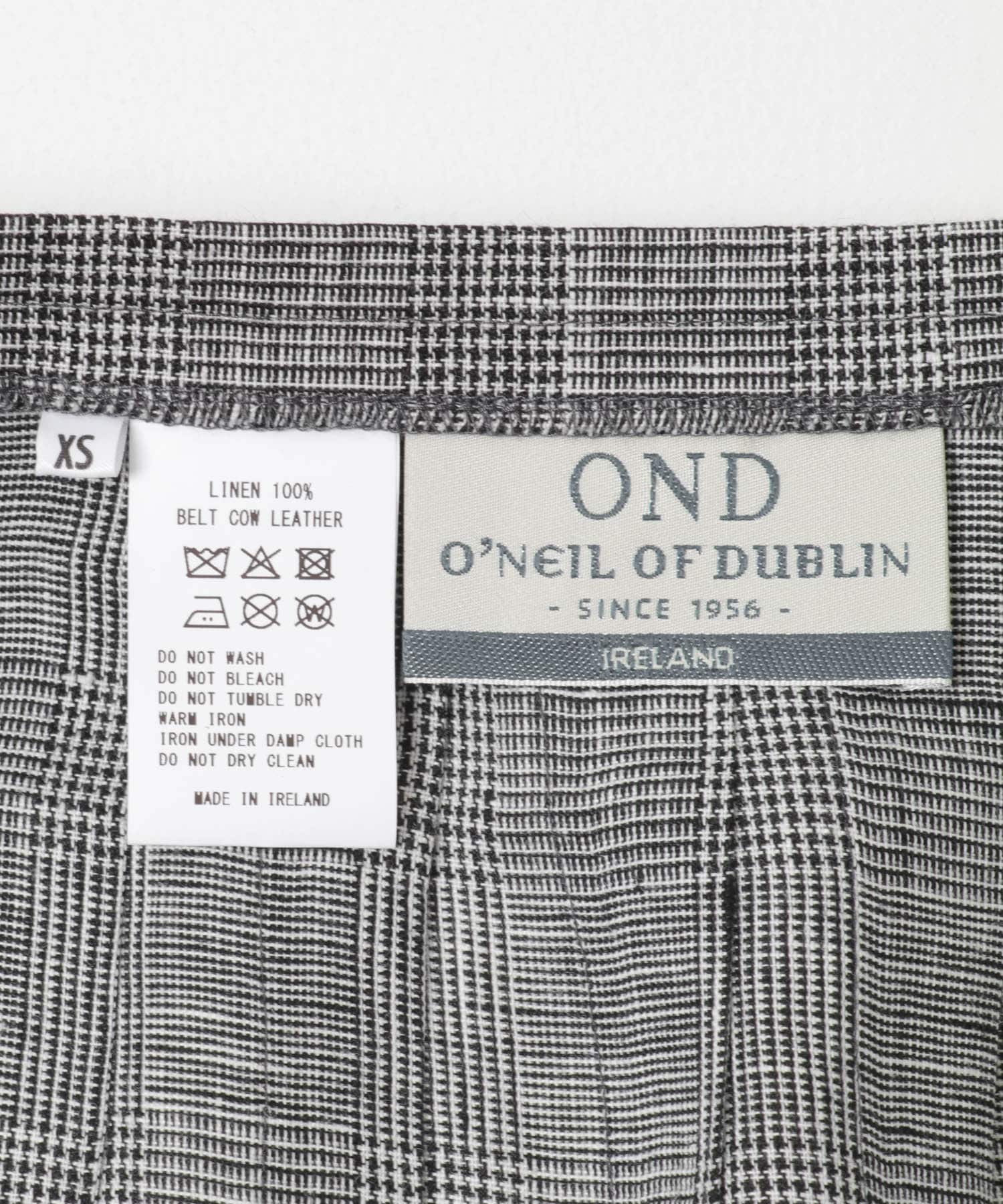 『別注』O’NEIL OF DUBLIN×かぐれ　LINEN PLEATS SKIRT GLEN CHECK XS