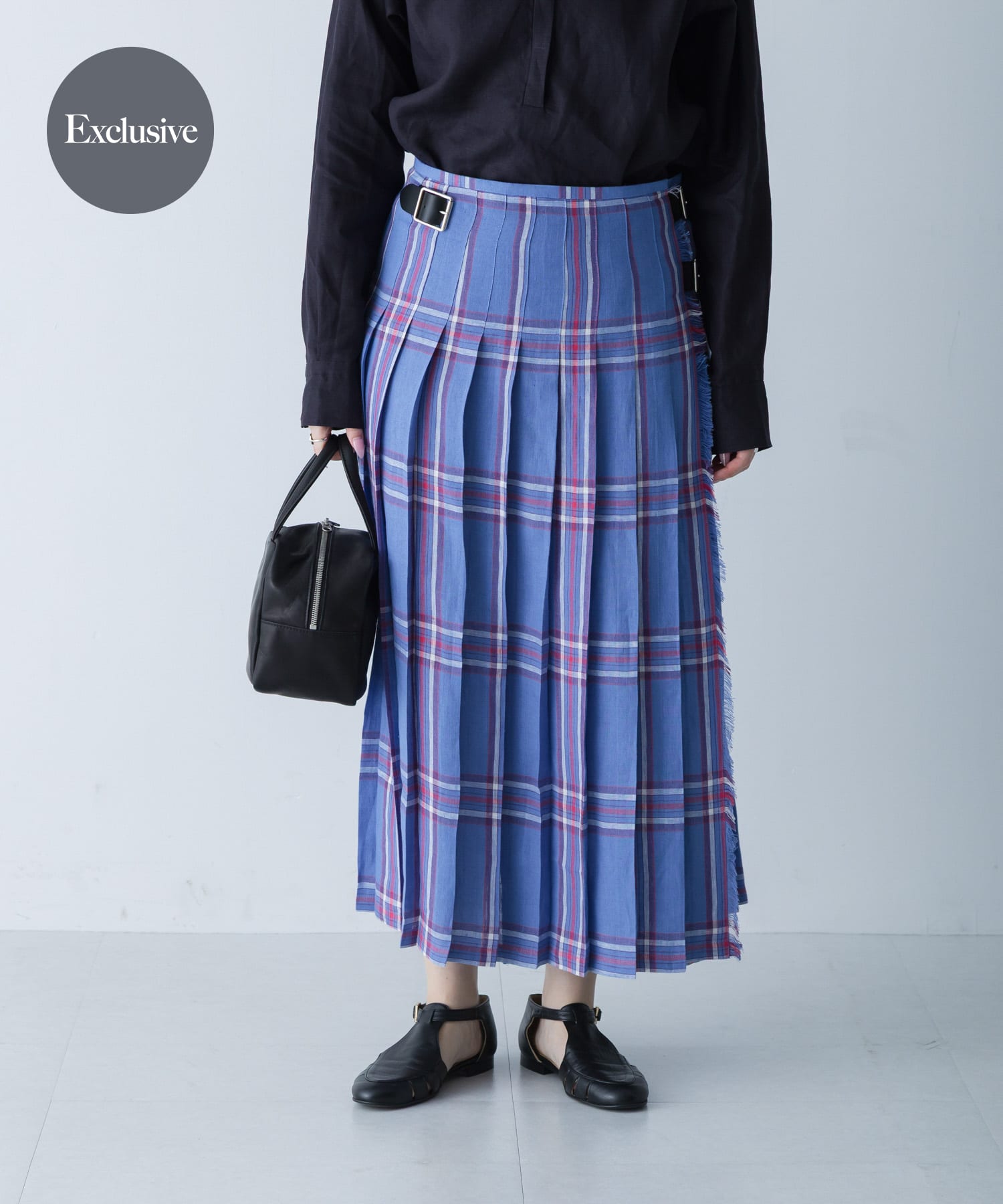 『別注』O’NEIL OF DUBLIN×かぐれ　LINEN PLEATS SKIRT