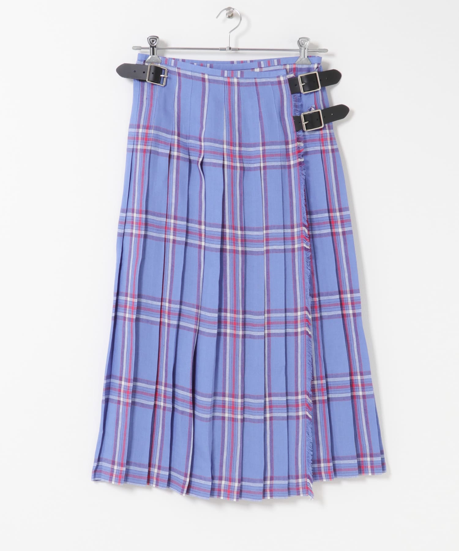 『別注』O’NEIL OF DUBLIN×かぐれ　LINEN PLEATS SKIRT BLUE XS