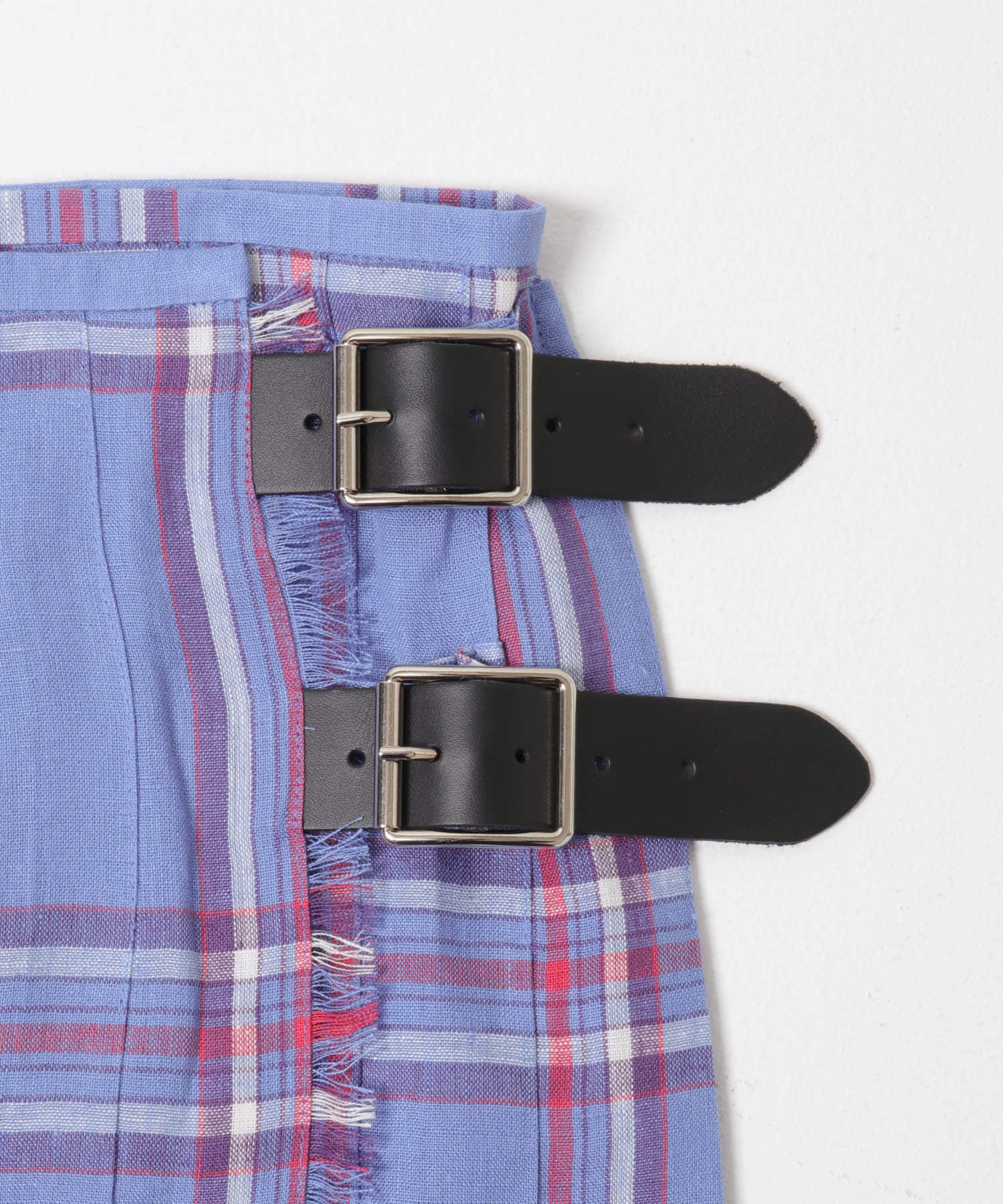 『別注』O’NEIL OF DUBLIN×かぐれ　LINEN PLEATS SKIRT BLUE XS