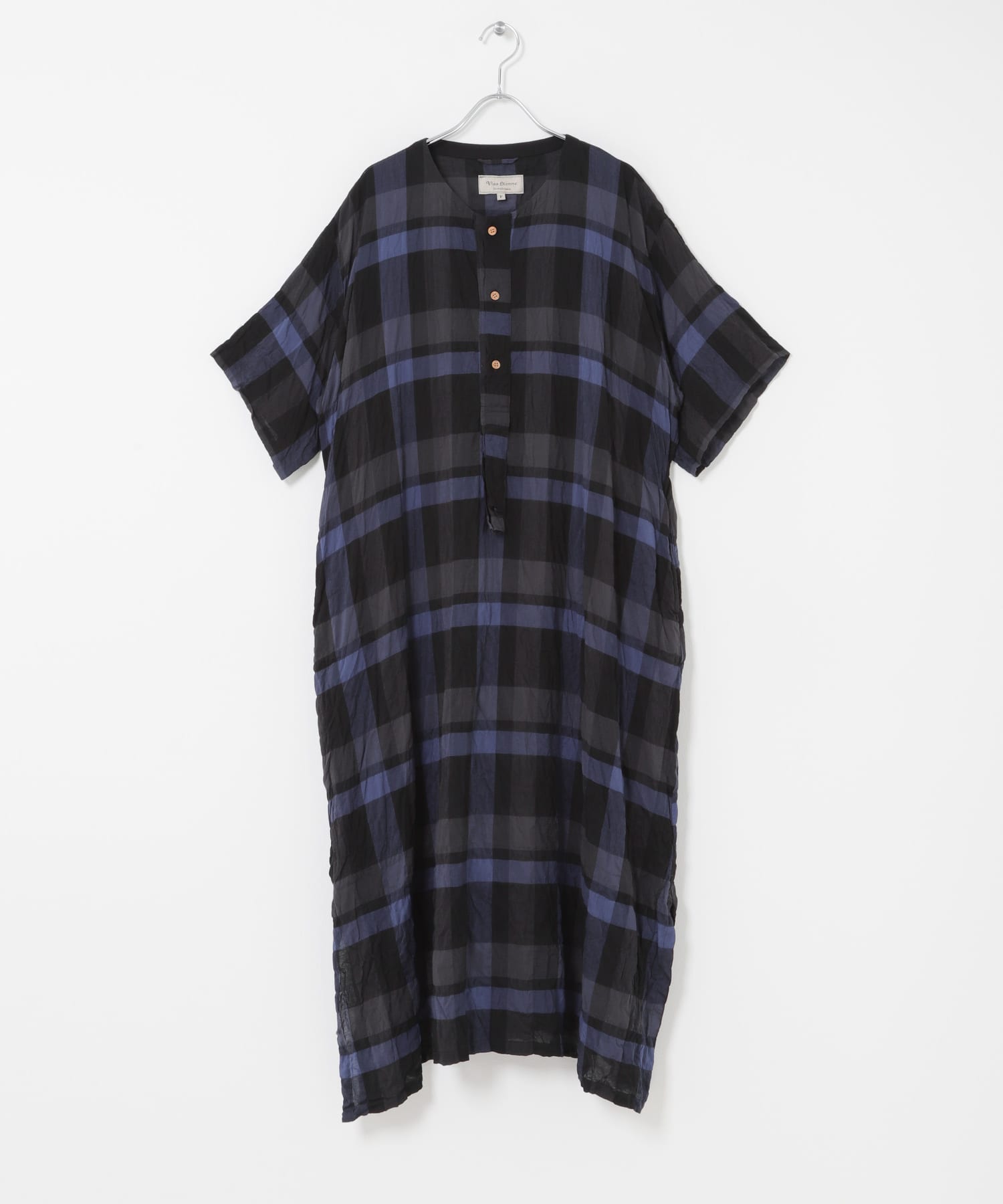 Vlas Blomme RAYON COTTON SHIRRING ONE-PIECE(Free BLUE): ワンピース