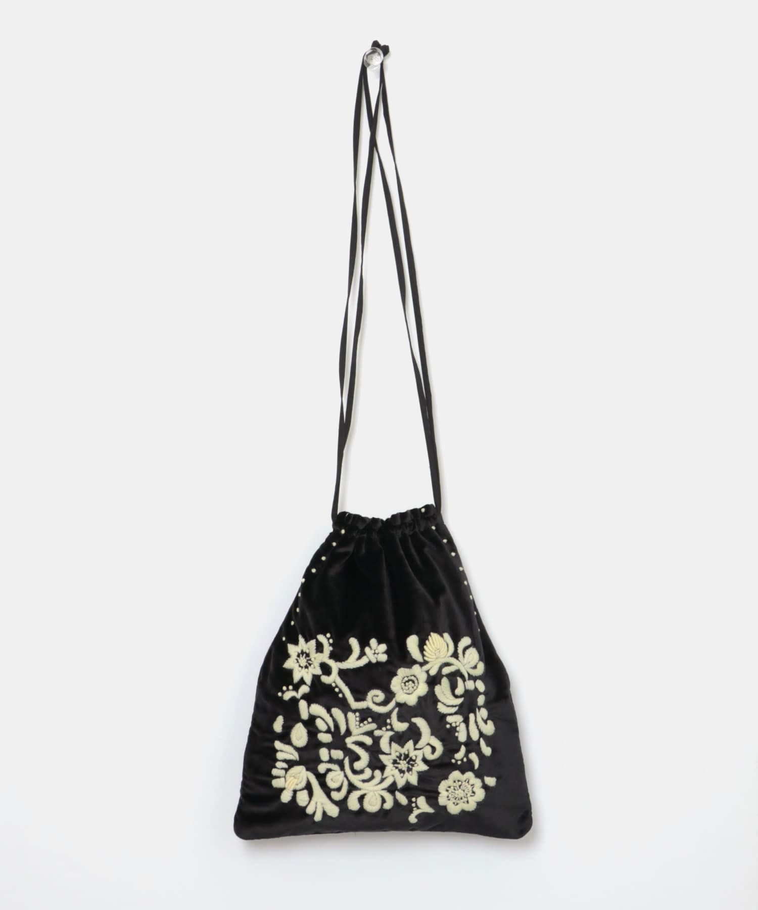 Khadi&co　VELVET EMBROIDERY BAG BK Free
