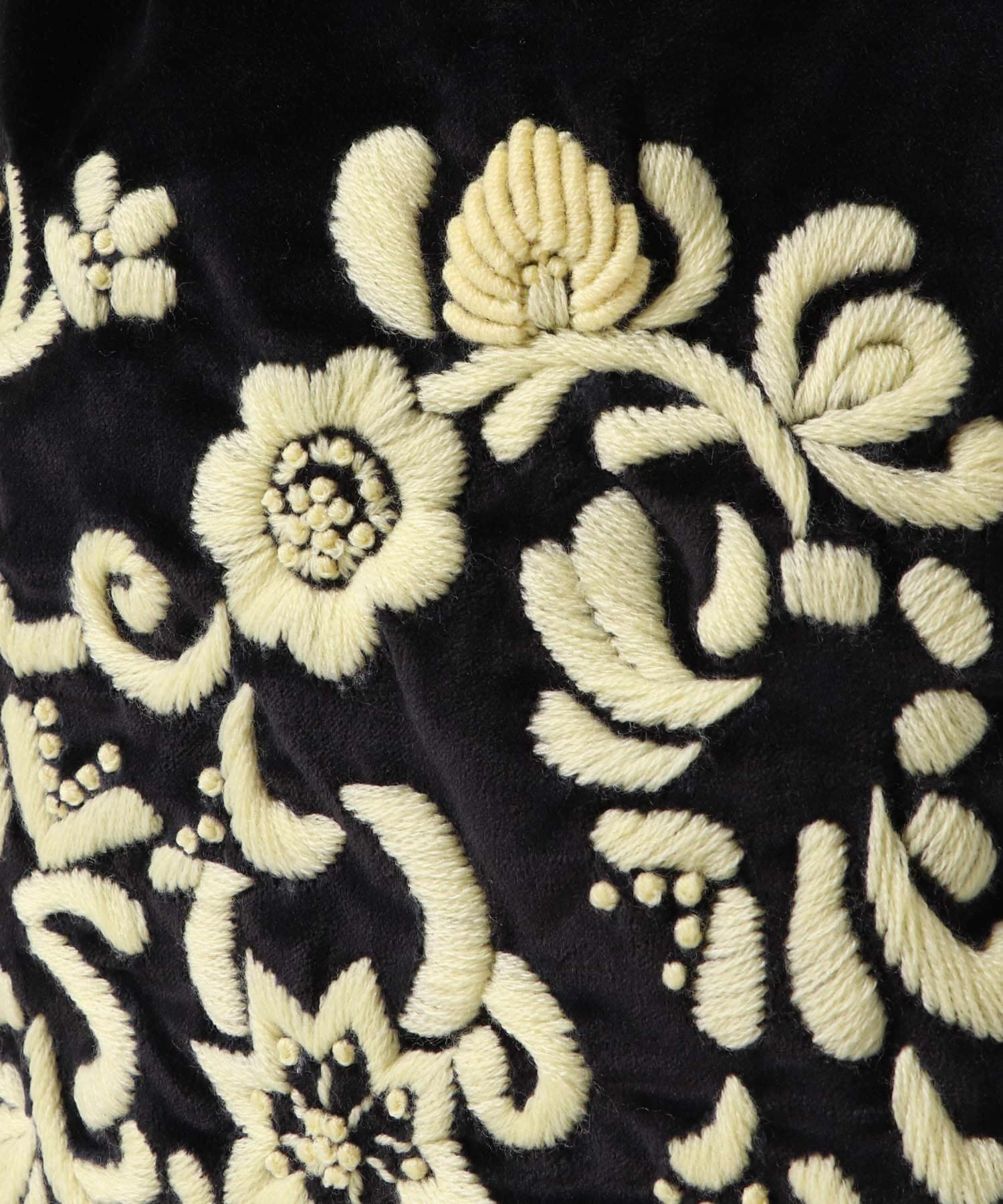 Khadi&co　VELVET EMBROIDERY BAG BK Free