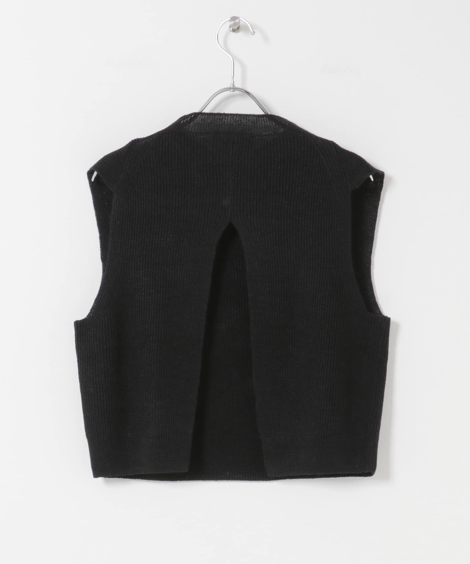 unfil　FRENCH LINEN KNIT VEST BLACK 1