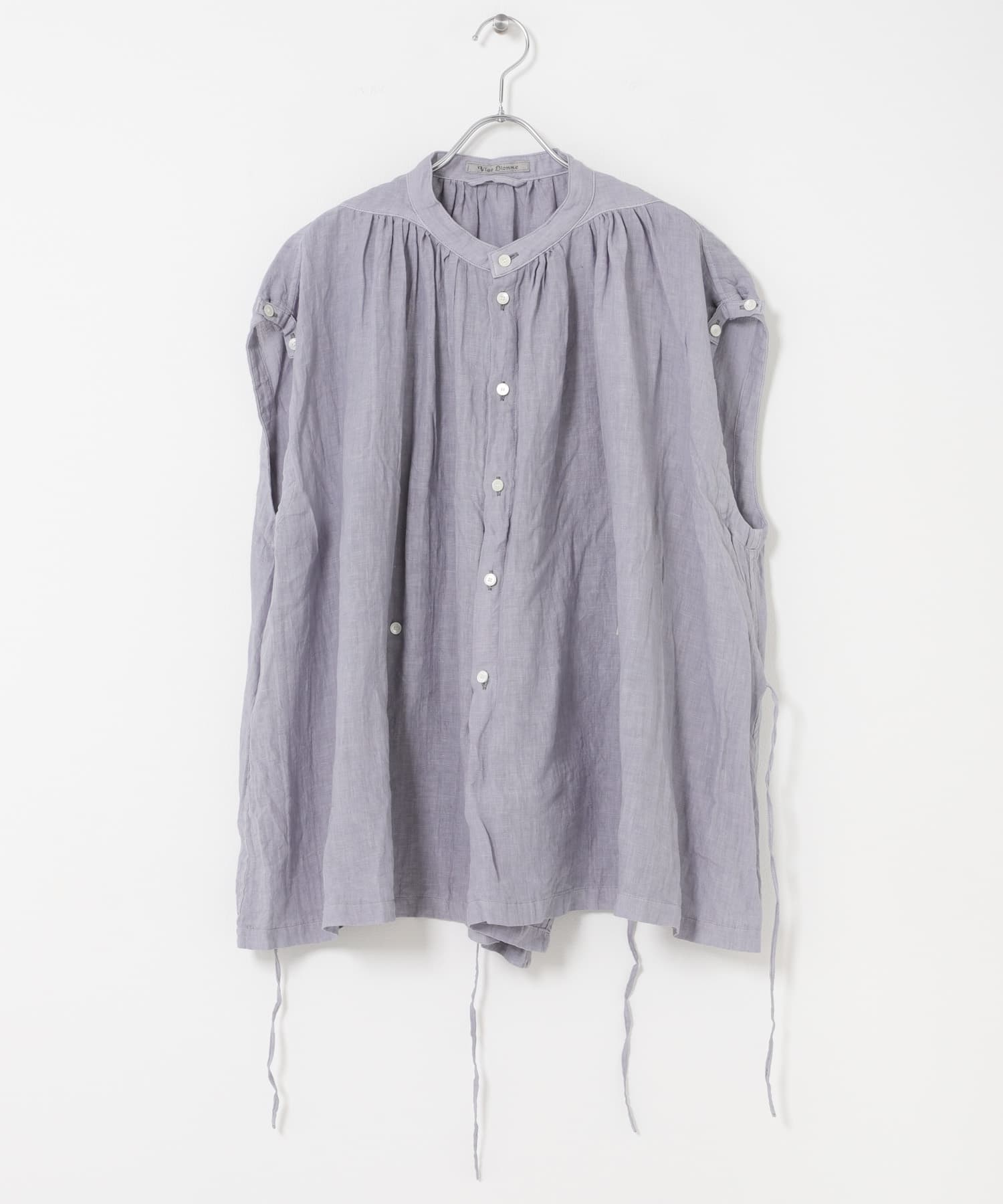 Vlas Blomme　2WAYケープブラウス BLUE GRAY Free