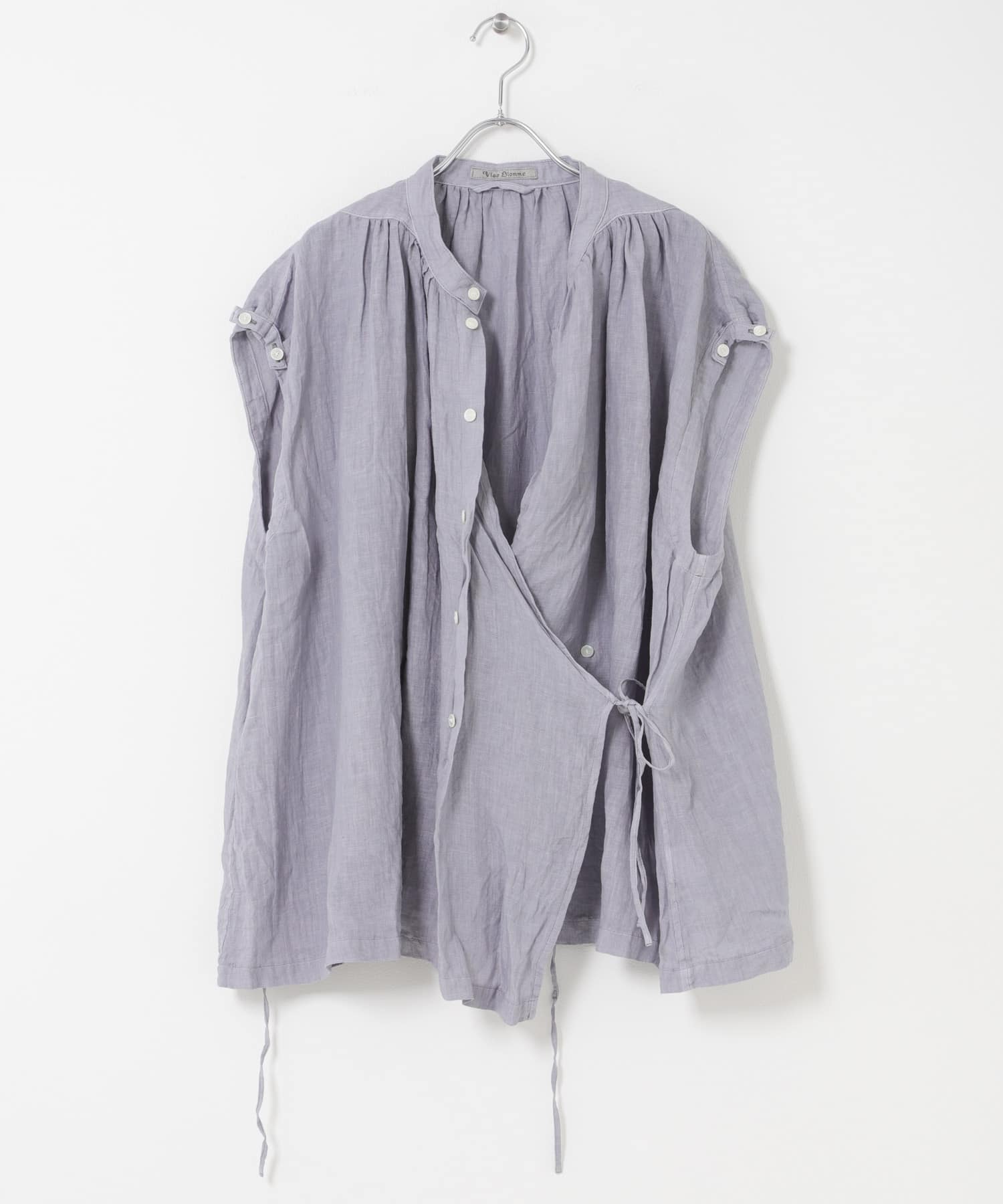 Vlas Blomme　2WAYケープブラウス BLUE GRAY Free