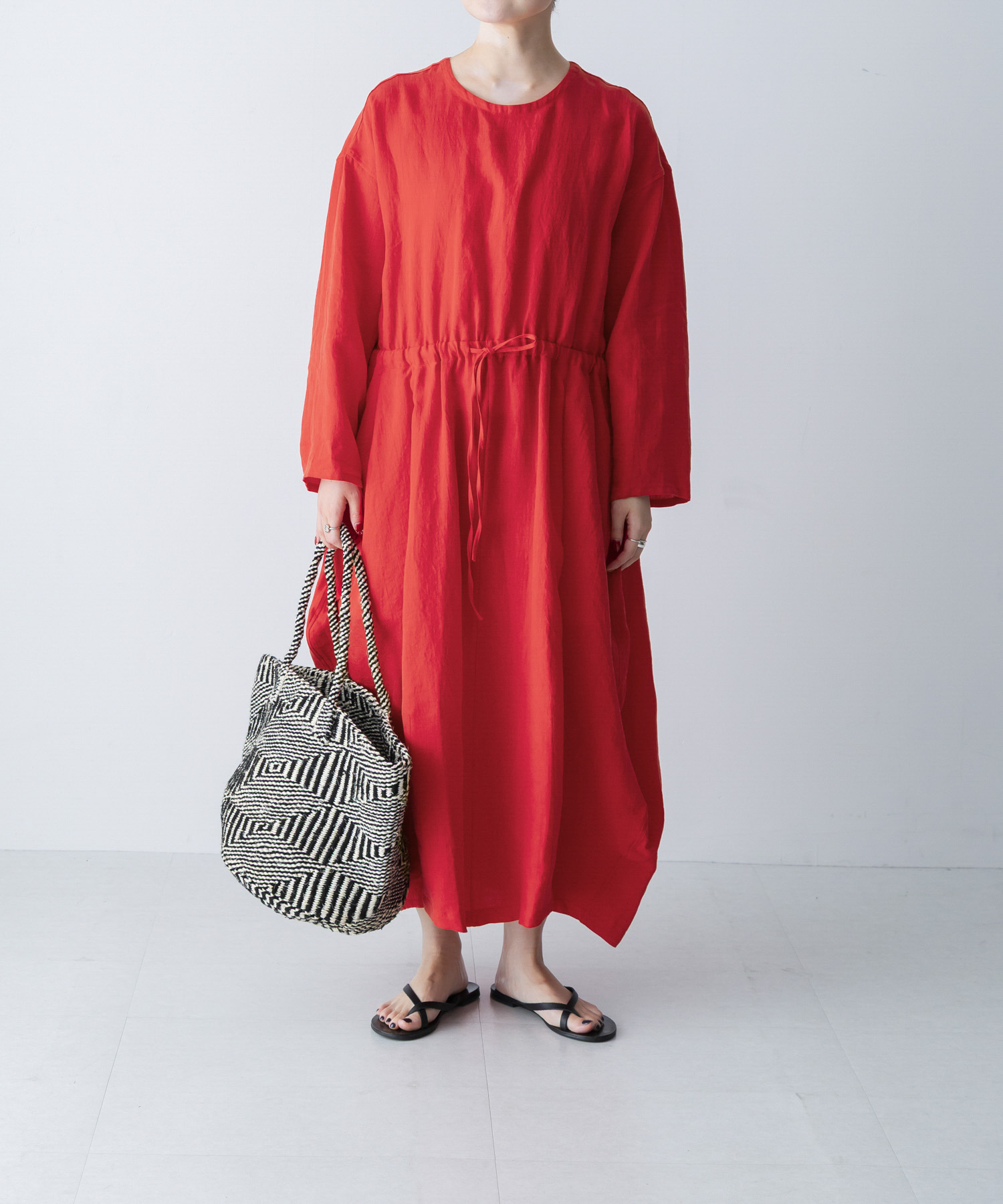 HAVERSACK　60リネンツイルクルーネックバルーンワンピース