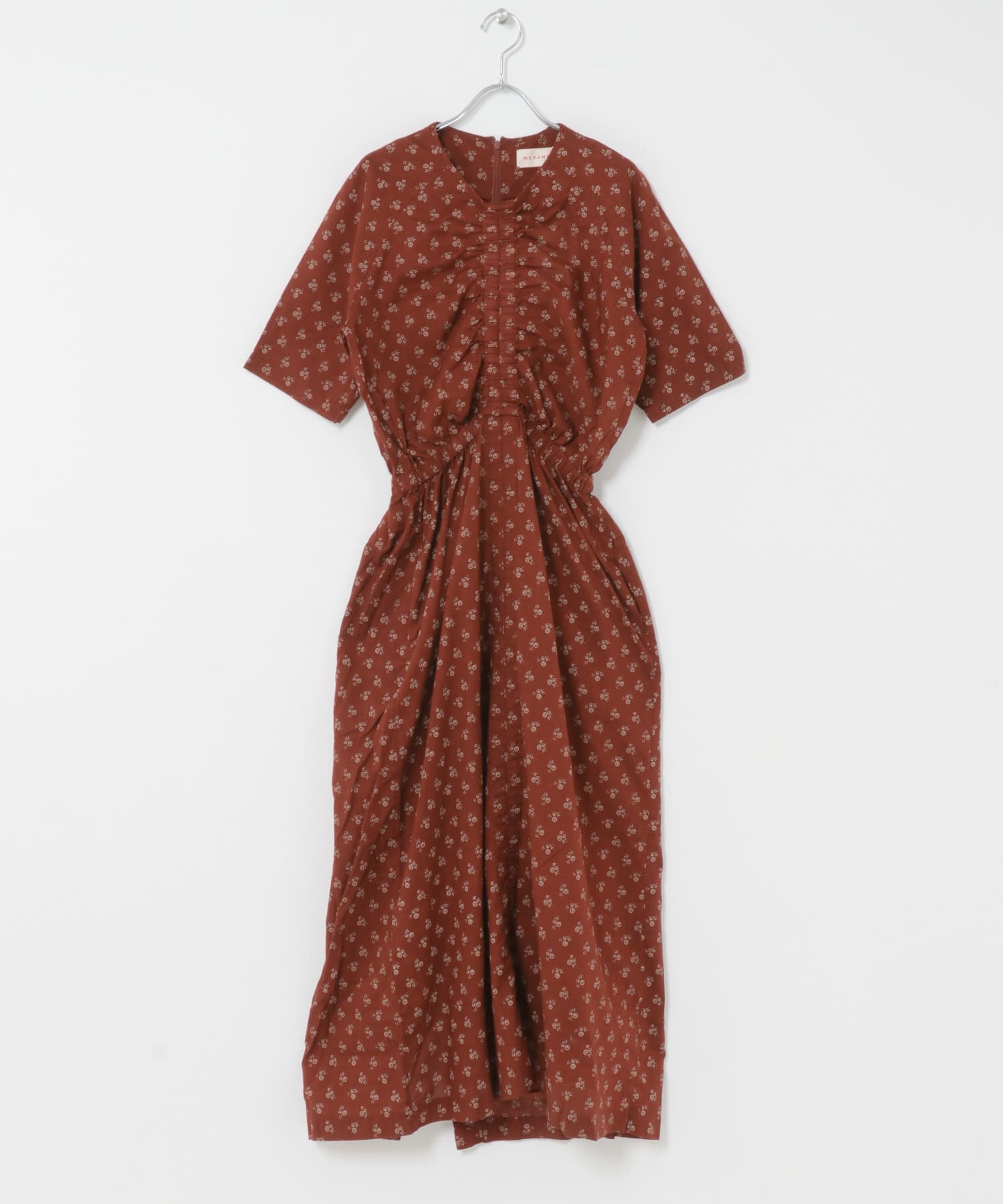 MEYAME　PRINT SUMMER DRESS BURGUNDY Free