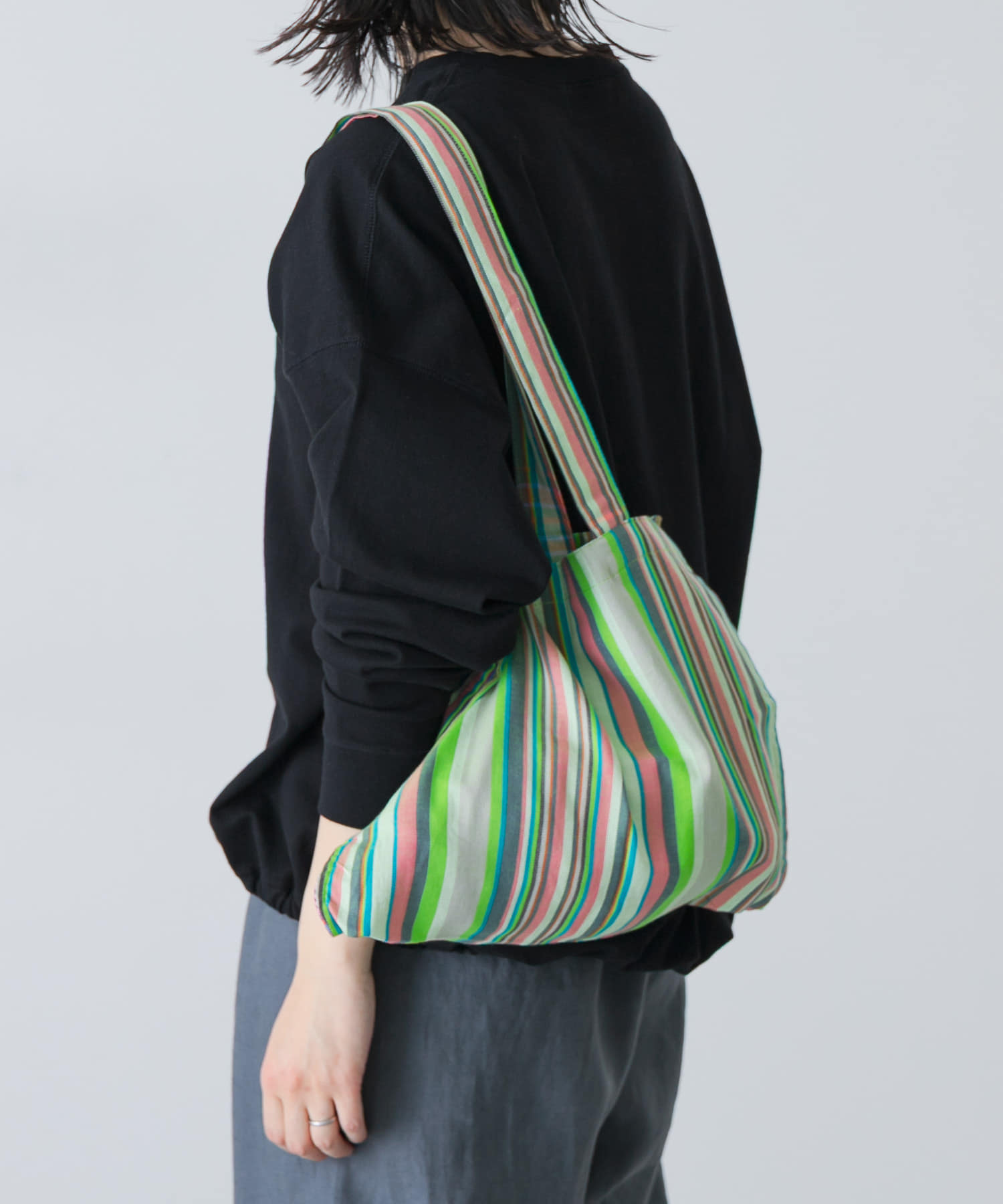 アフリカンスクエア　キコイストライプ横長トート