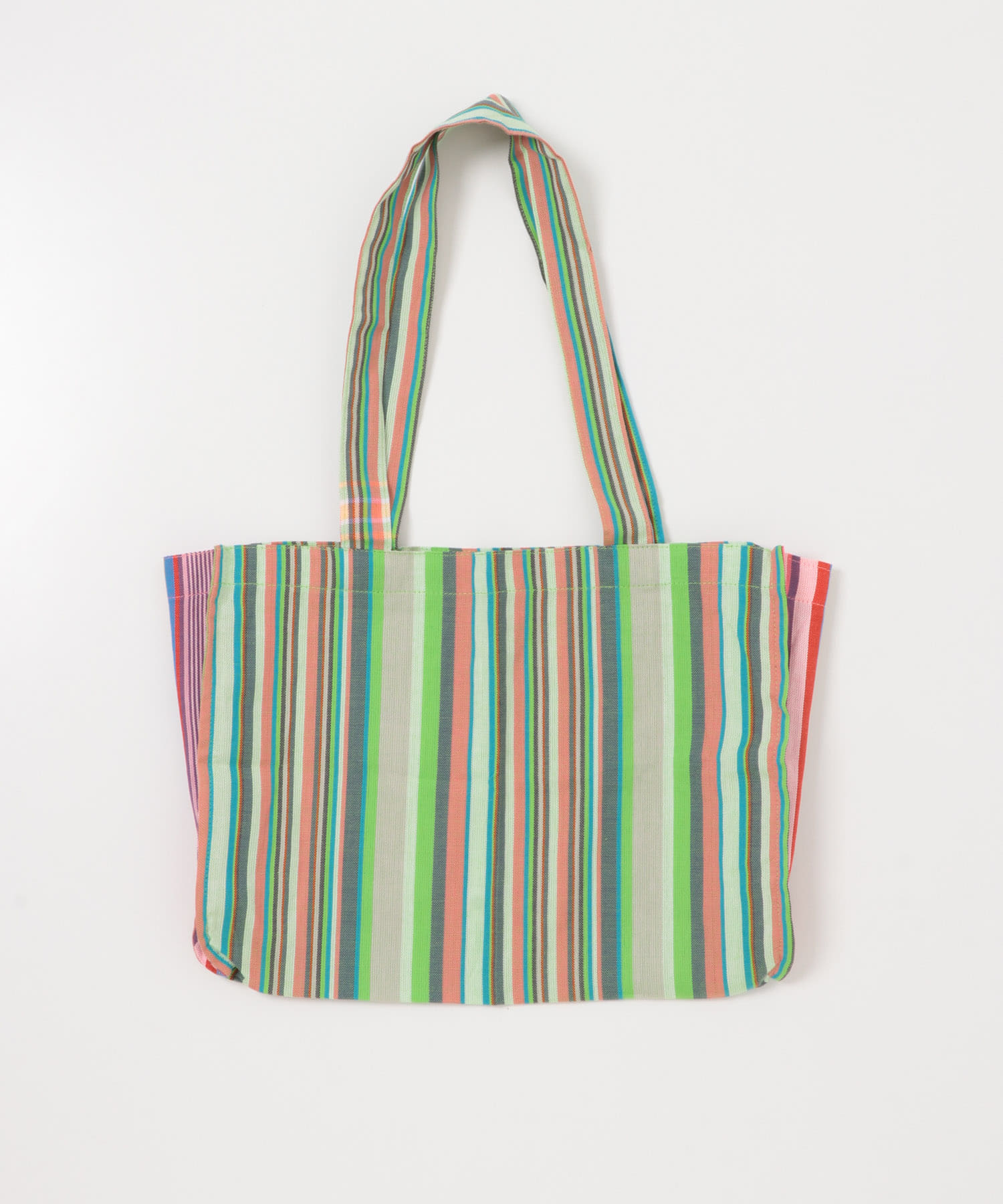 アフリカンスクエア　キコイストライプ横長トート グリーン Free