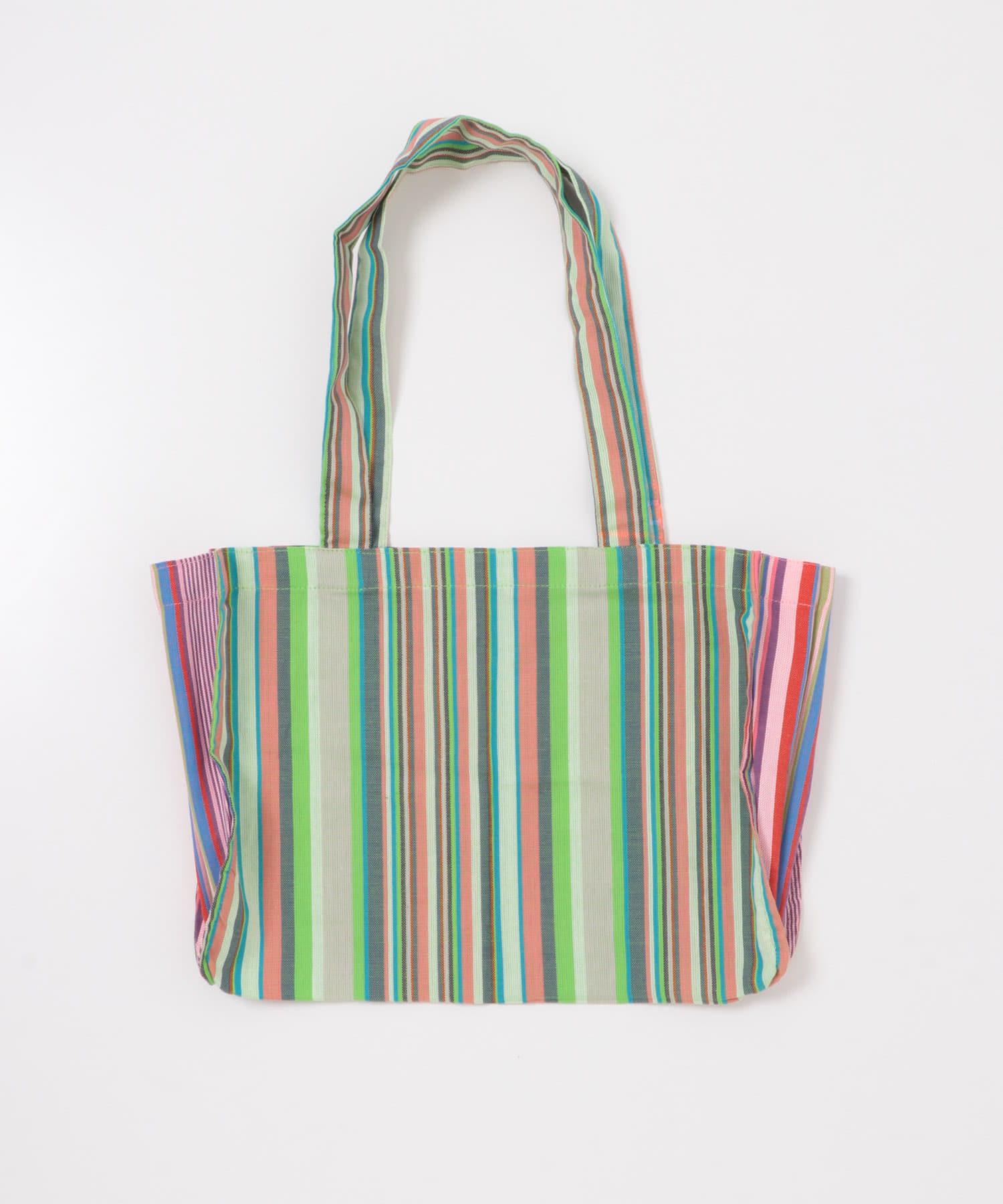 アフリカンスクエア　キコイストライプ横長トート グリーン Free