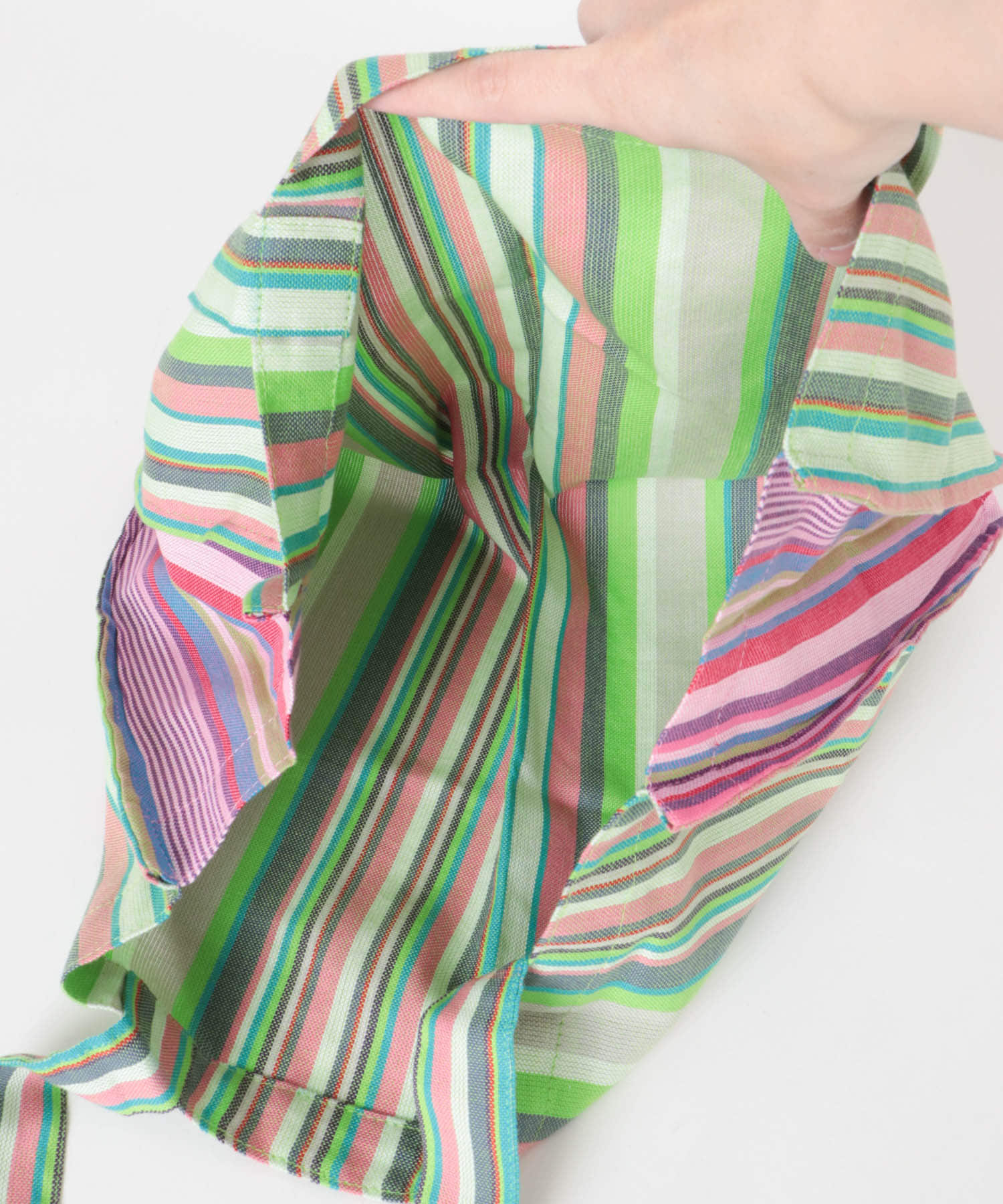 アフリカンスクエア　キコイストライプ横長トート グリーン Free