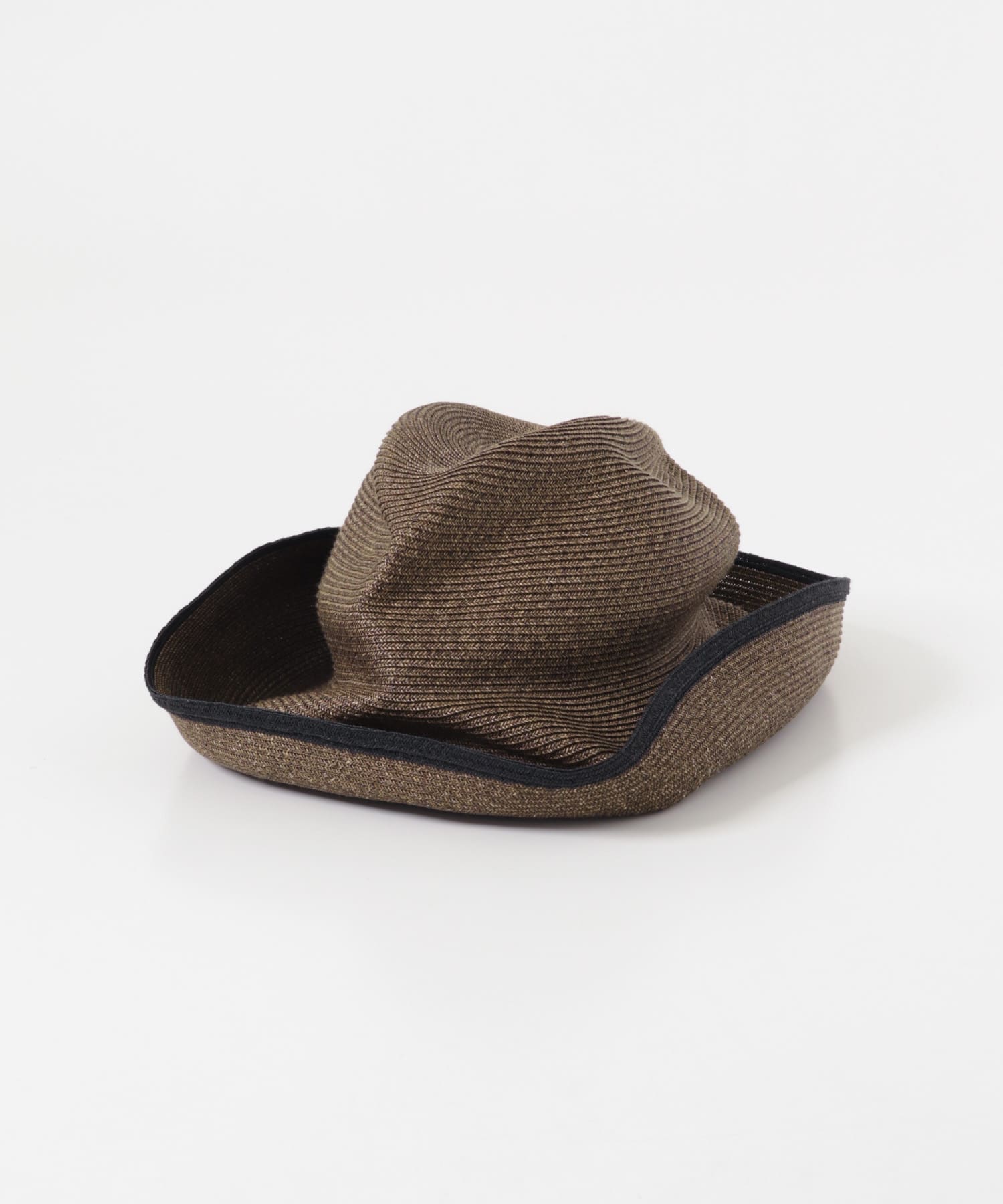 mature ha.　BOXED HAT 11CM LINE EDGE DARKBROWN 57.5