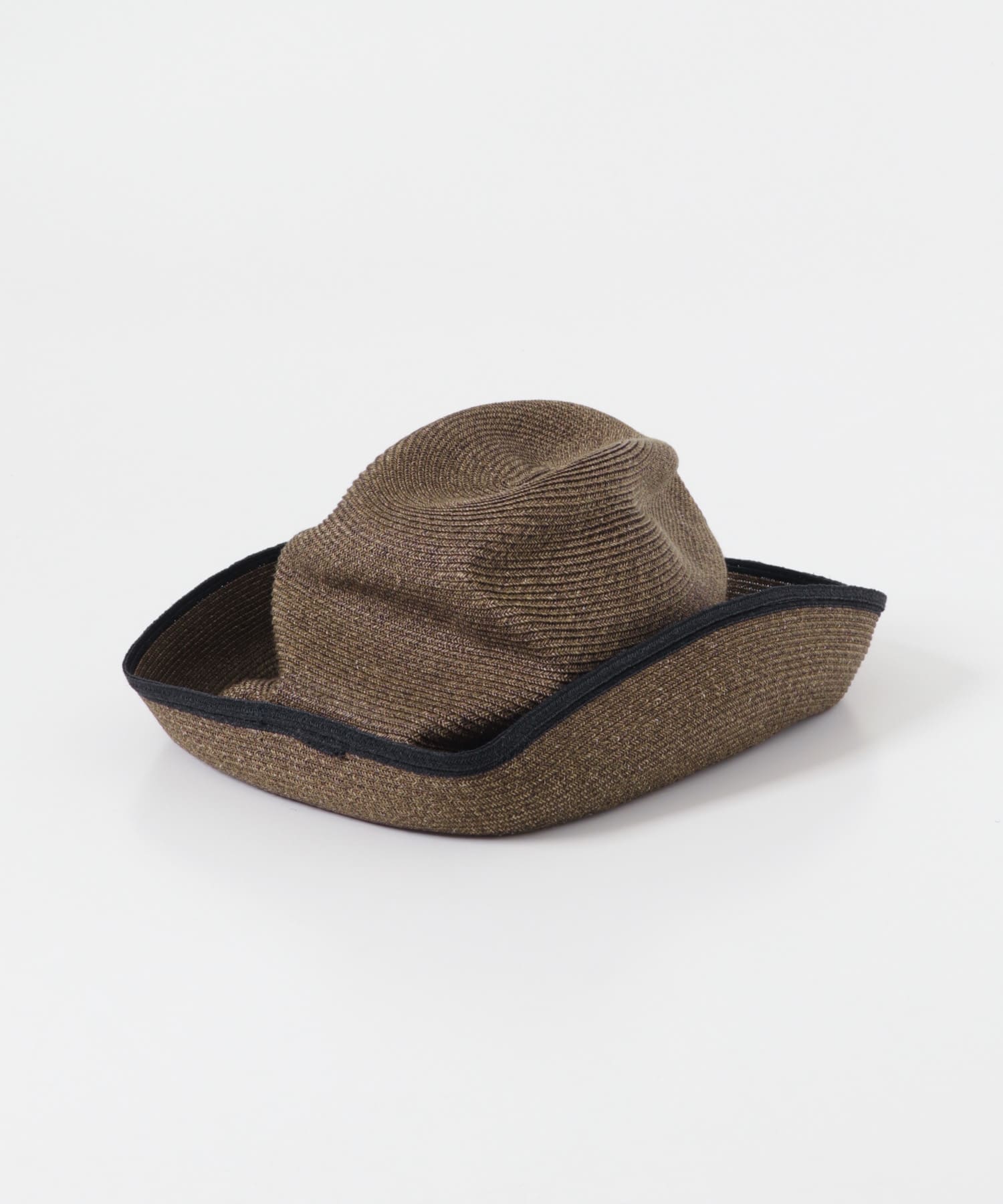 mature ha.　BOXED HAT 11CM LINE EDGE DARKBROWN 57.5