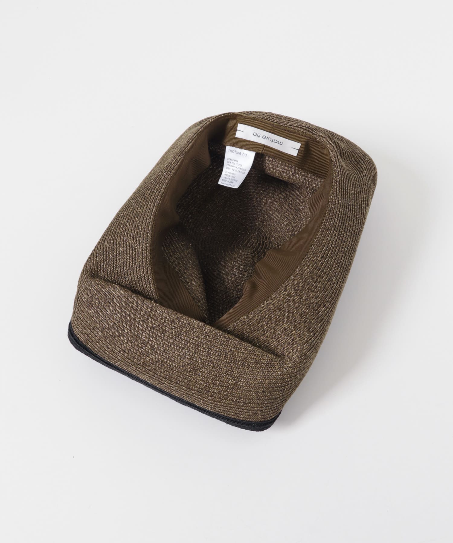 mature ha.　BOXED HAT 11CM LINE EDGE DARKBROWN 57.5