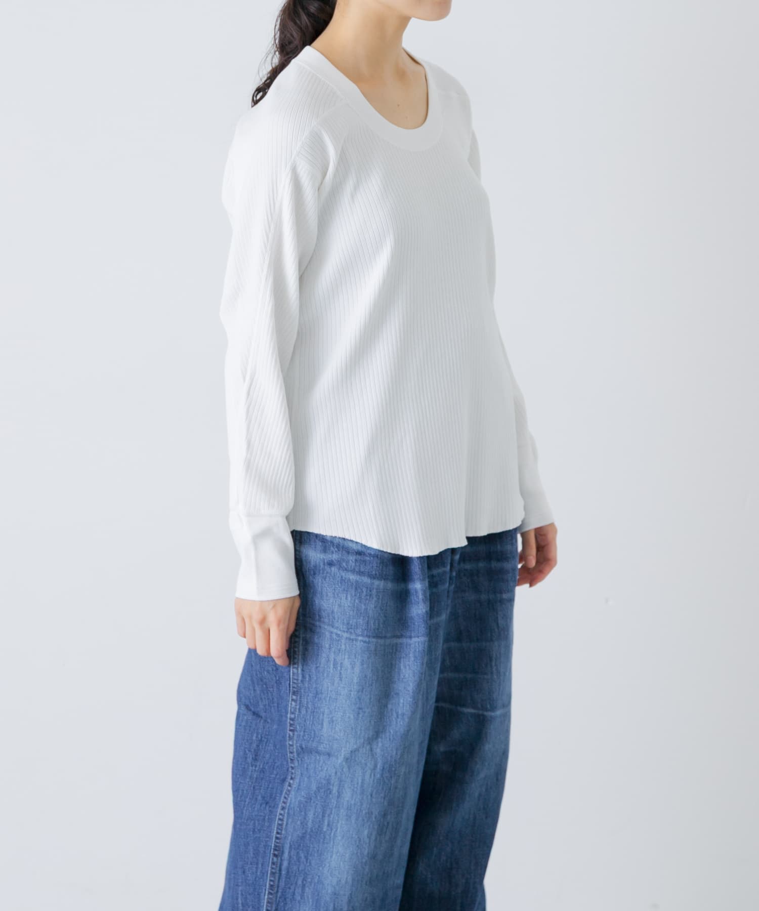 MEYAME　OBLONG NECK RIB PULLOVER