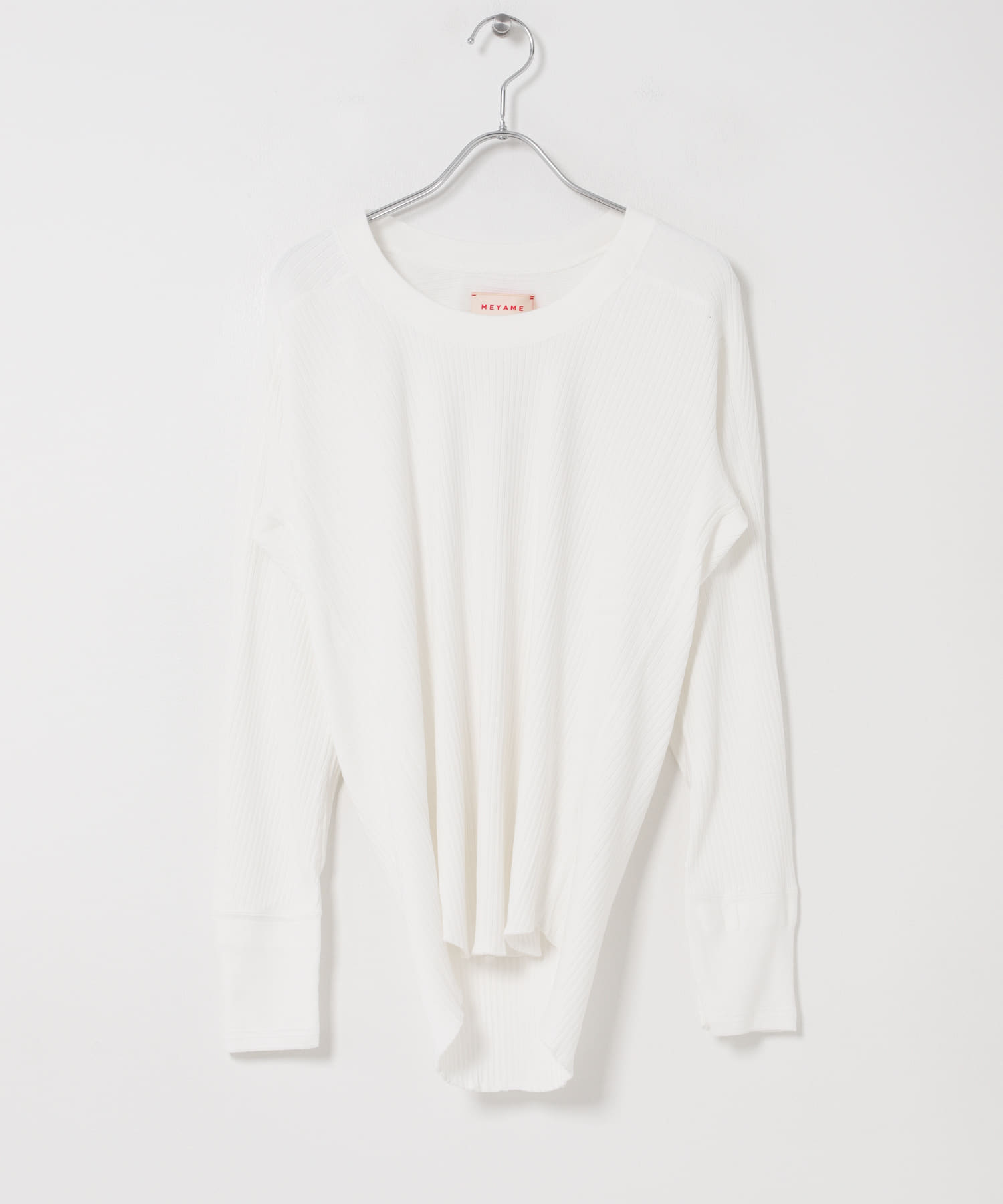MEYAME　OBLONG NECK RIB PULLOVER WHITE Free