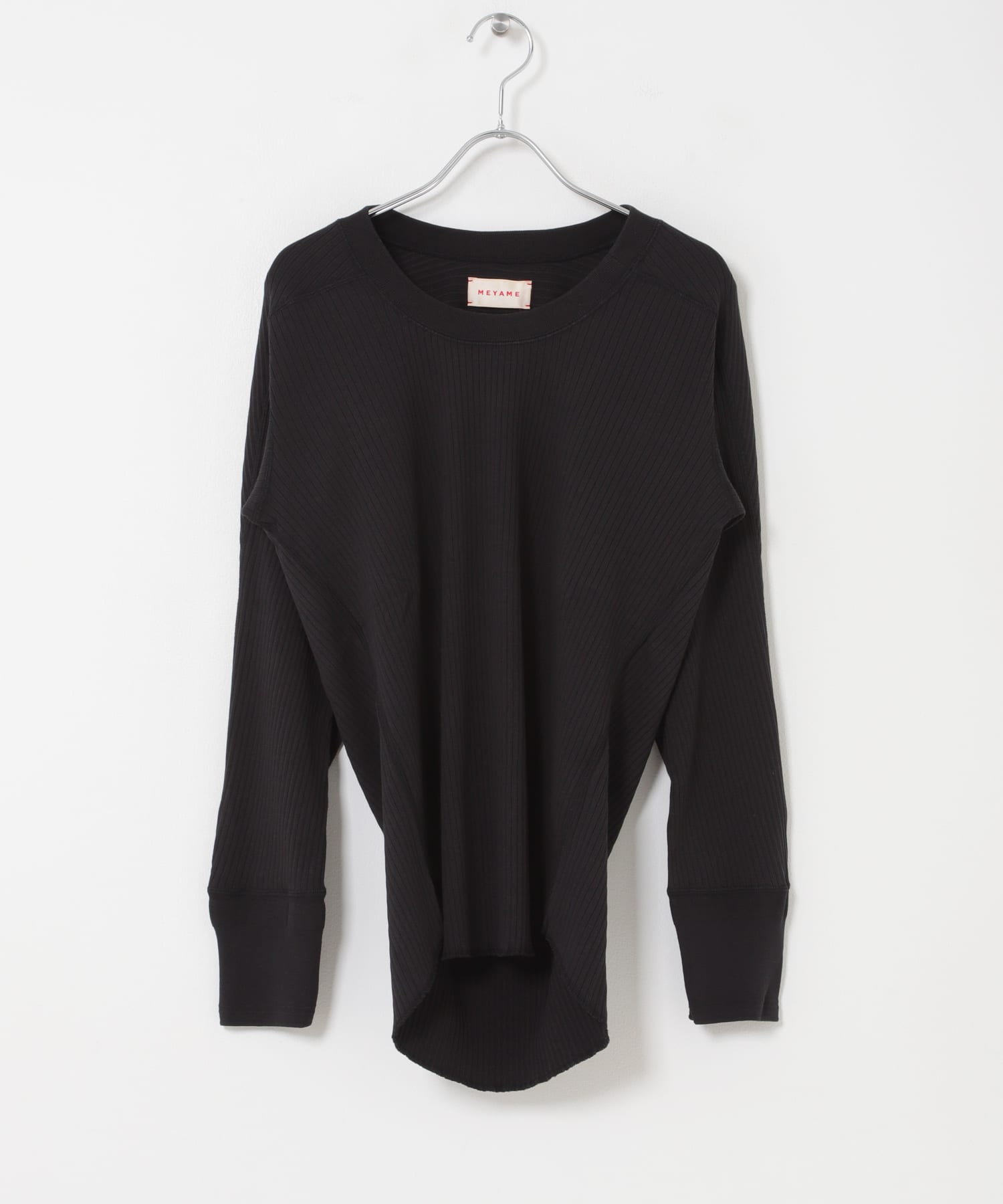 MEYAME　OBLONG NECK RIB PULLOVER BLACK Free