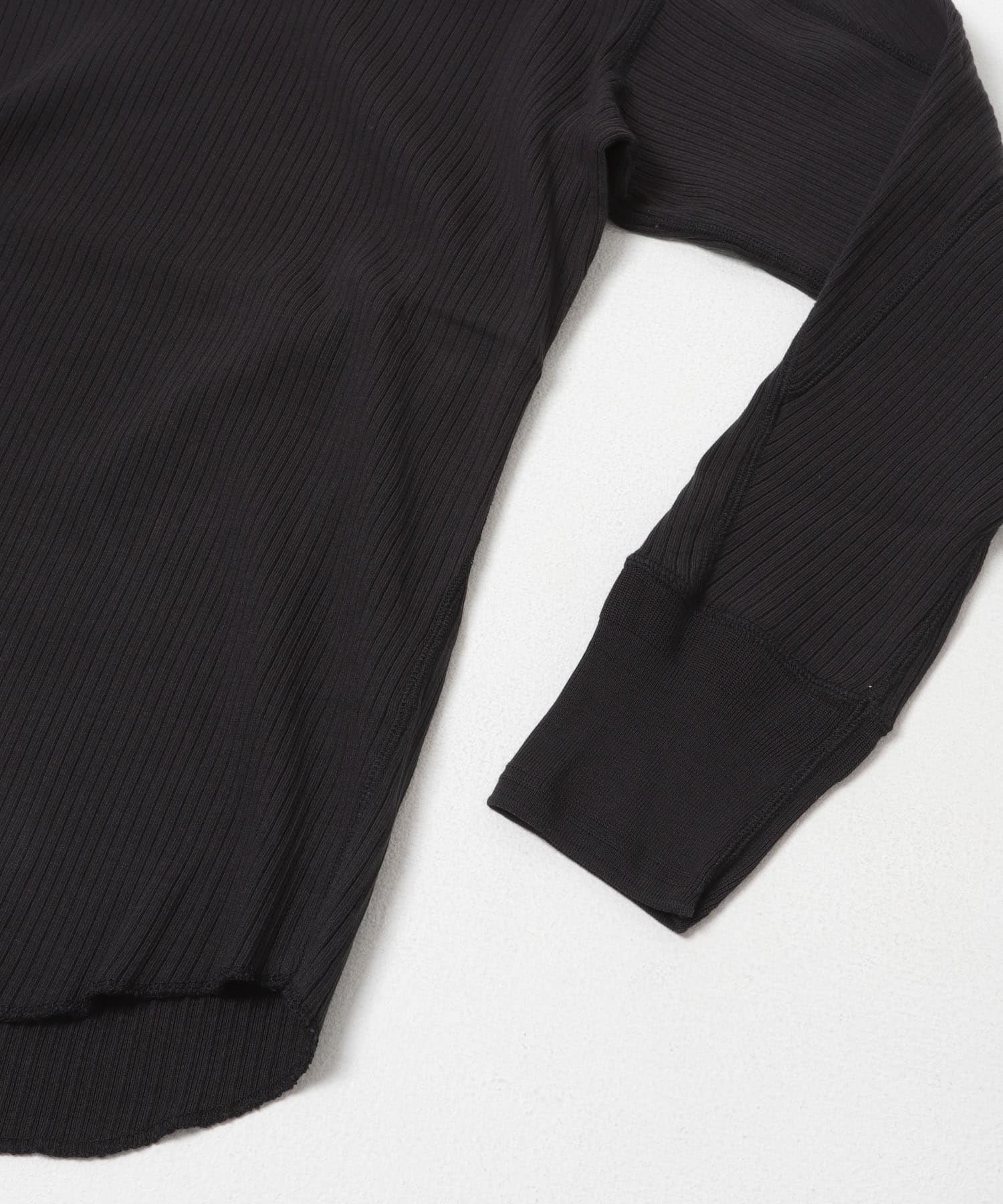 MEYAME　OBLONG NECK RIB PULLOVER BLACK Free