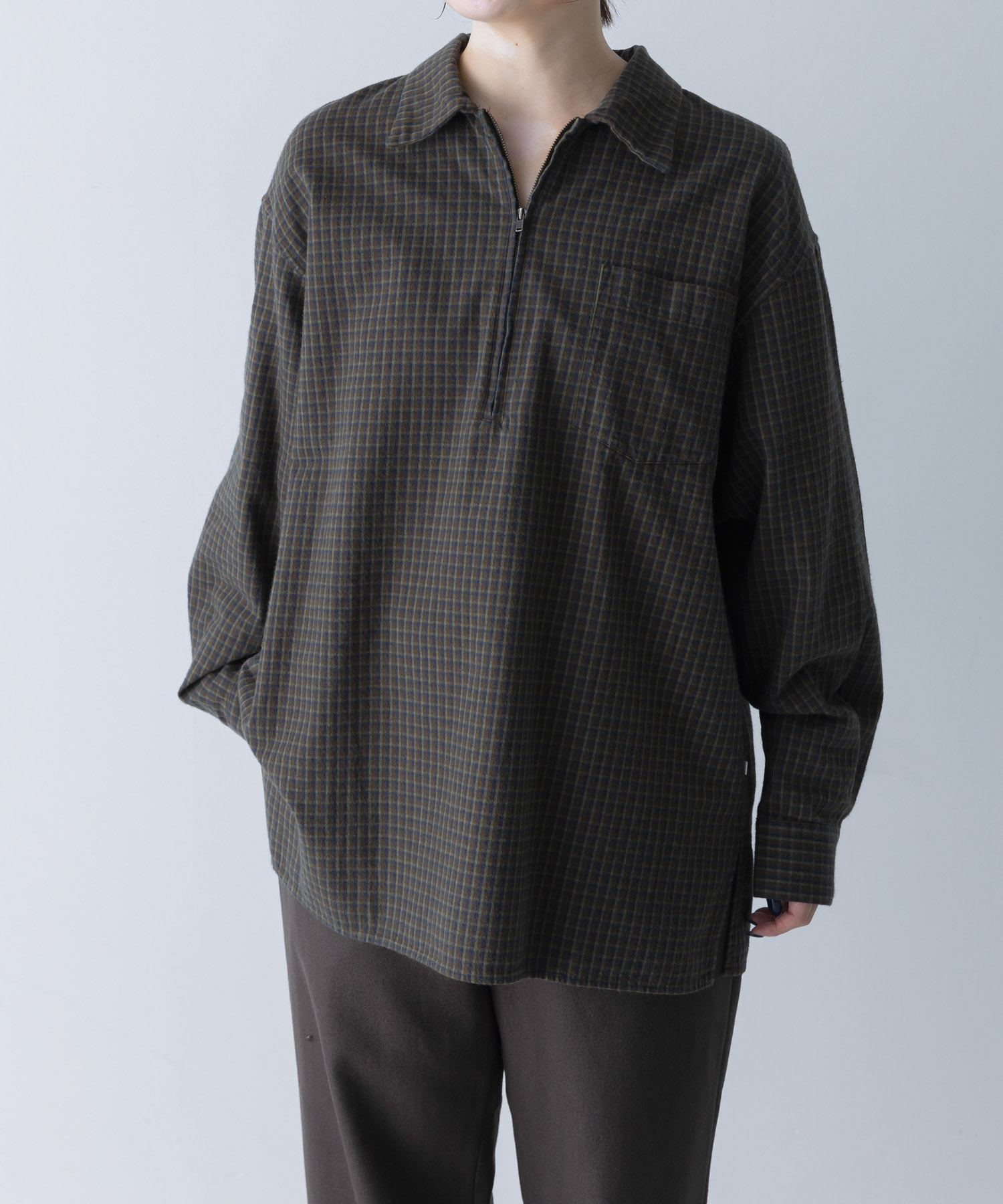 UNDECORATED　FLANNEL CHECK COTTON ZIP