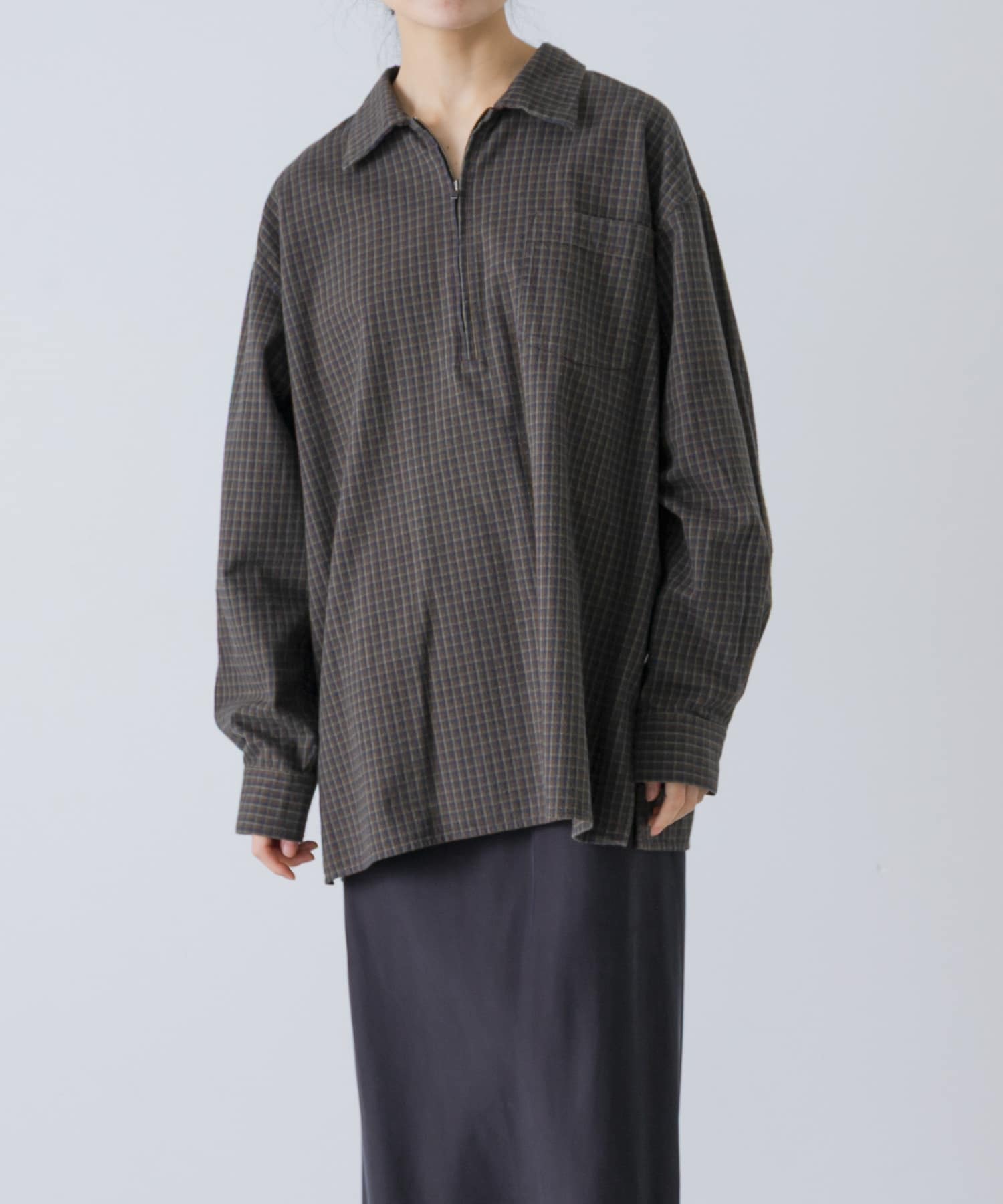 UNDECORATED　FLANNEL CHECK COTTON ZIP