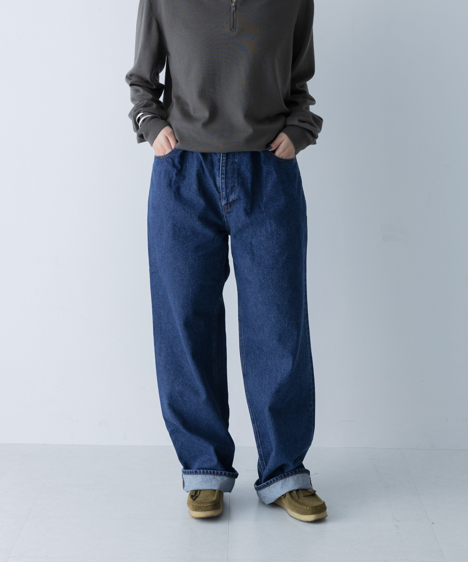 UNDECORATED　ELASTIC BAND DENIM PANTS
