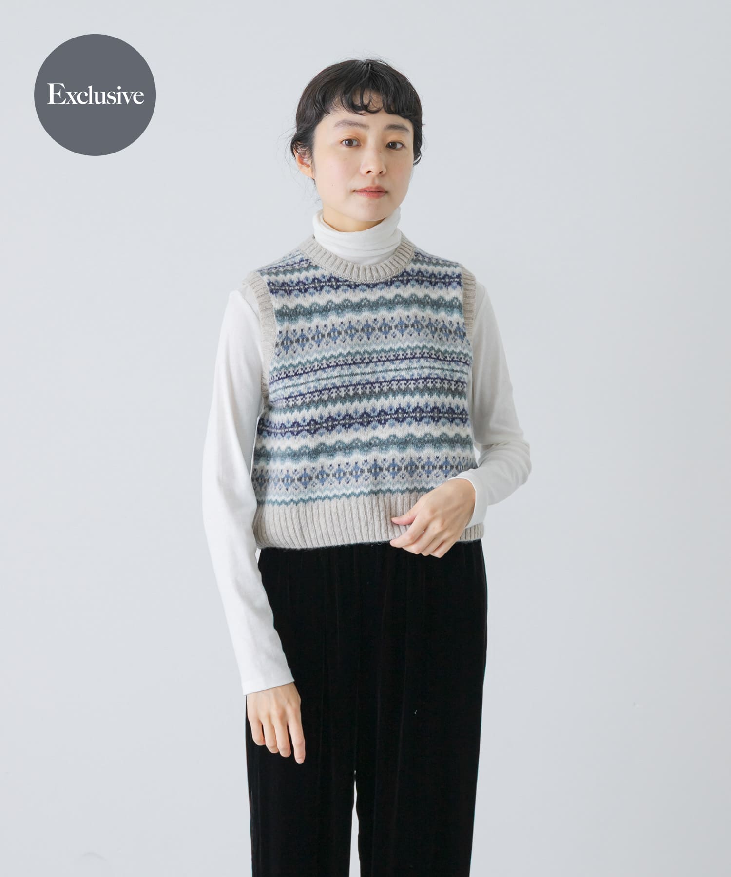 『別注』Island Tides×かぐれ　FAIR ISLE KNIT VEST