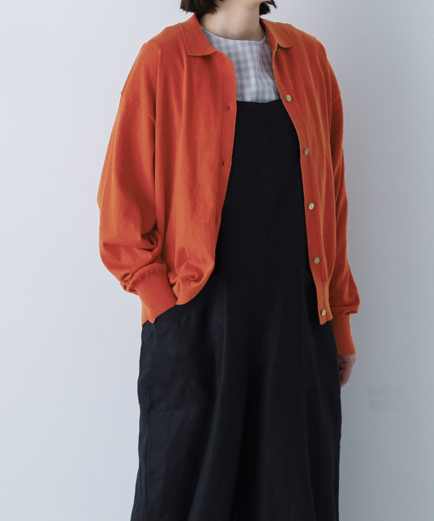 コットンハイゲージポロニットカーディガン