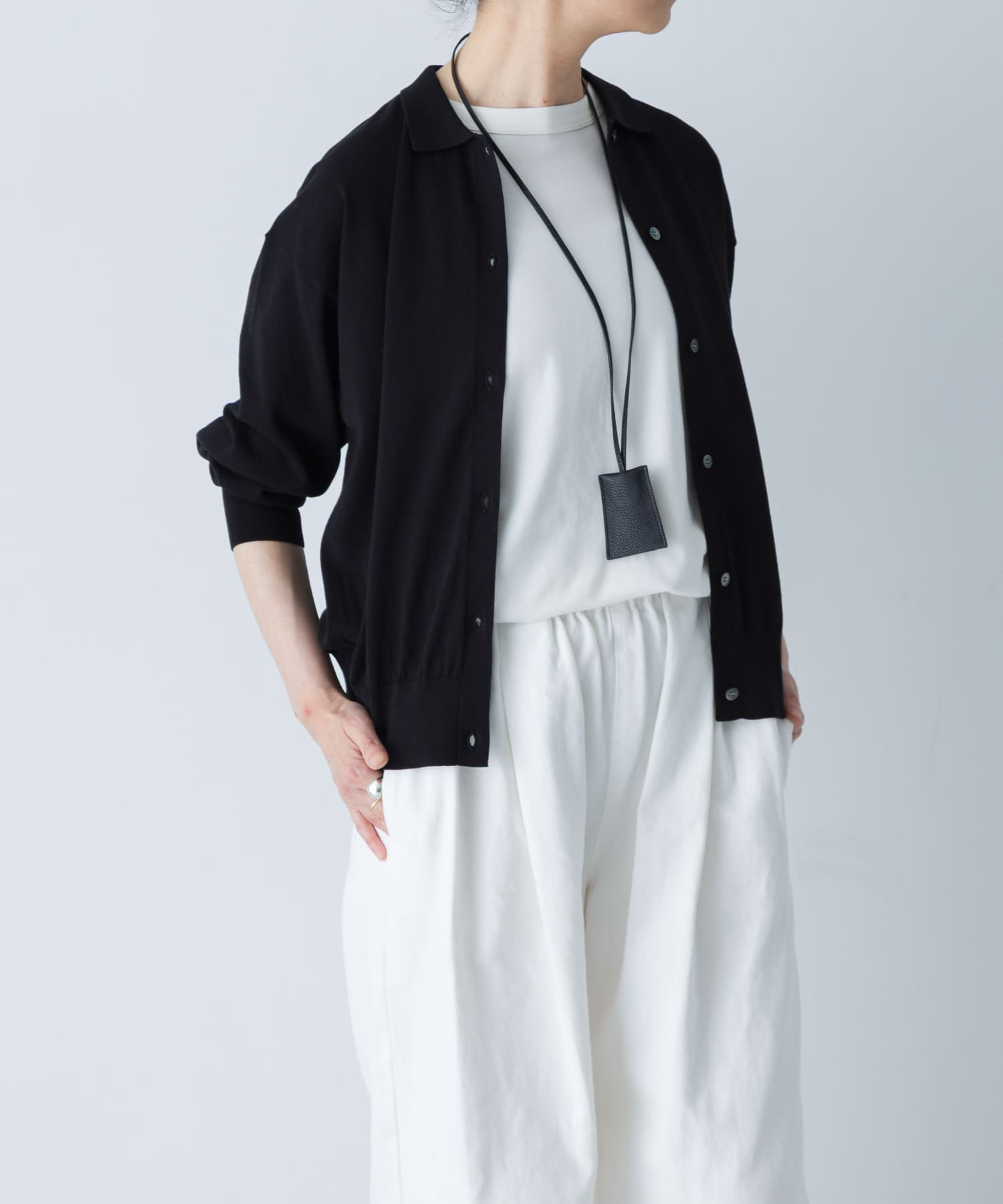 コットンハイゲージポロニットカーディガン