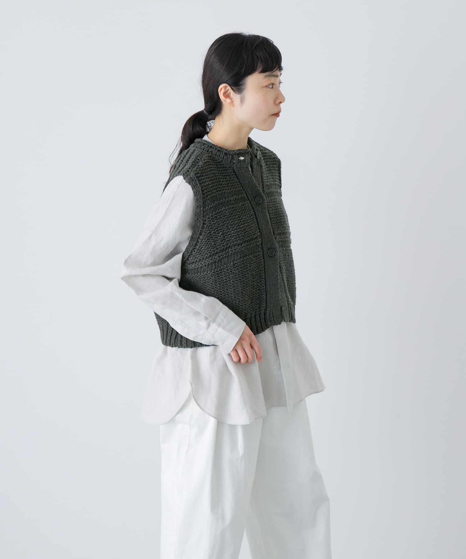 2WAY綿麻ニットベスト