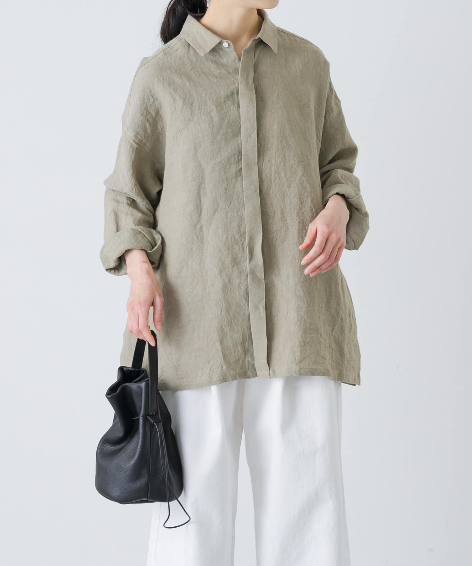 ユニセックス』ドライリネンボックスシャツ(1 L/BEIGE): トップス