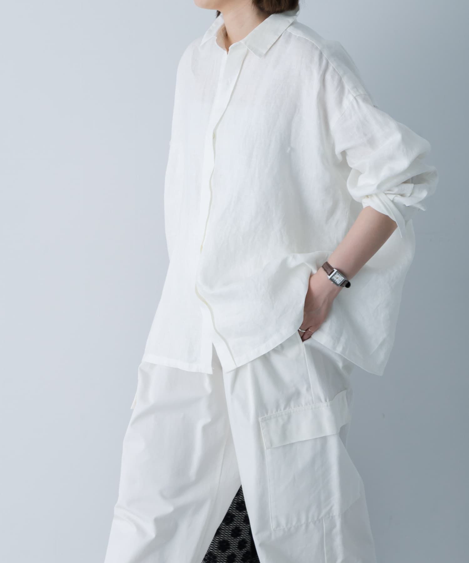 リネンレギュラーボックスシャツ