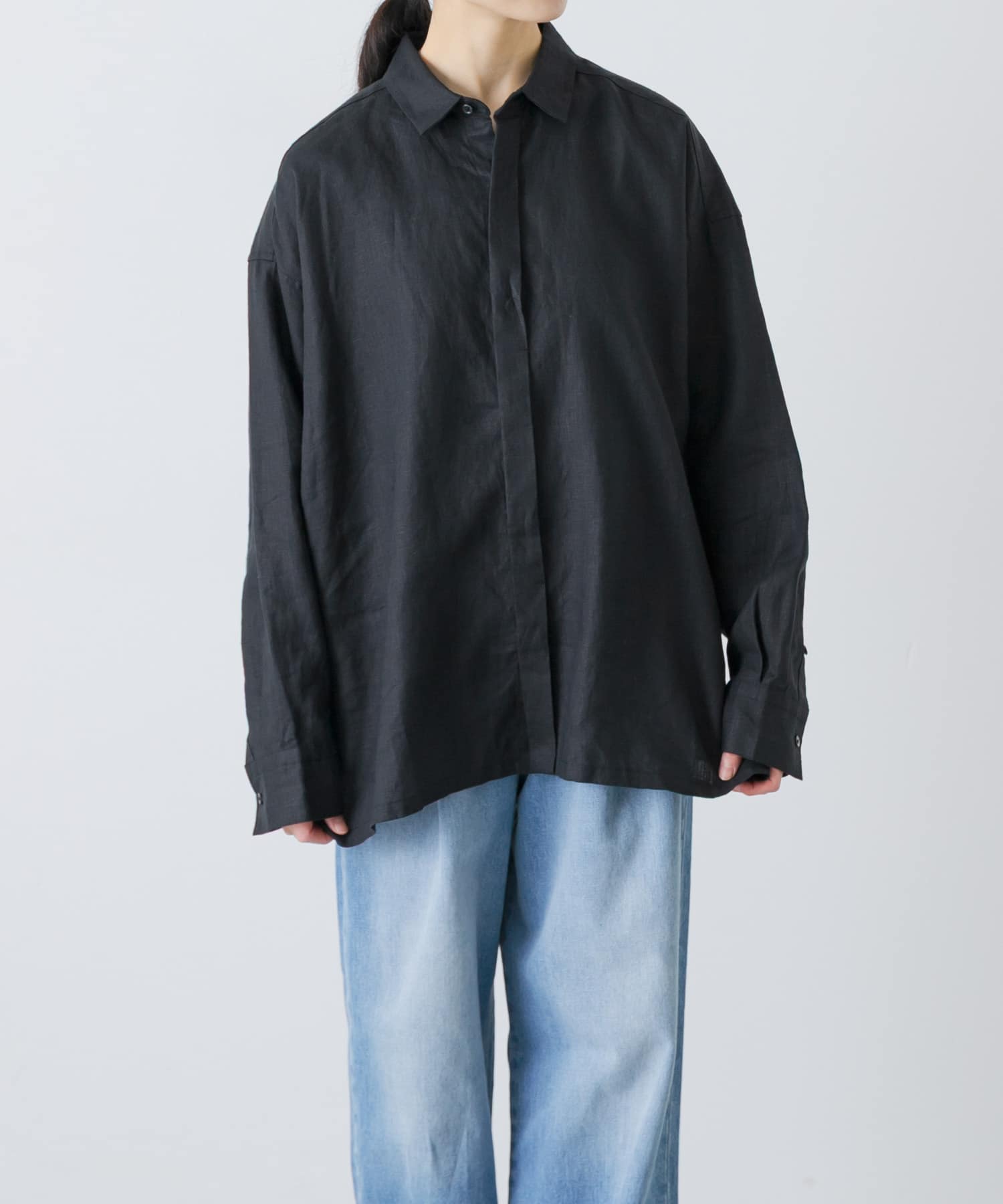 リネンレギュラーボックスシャツ