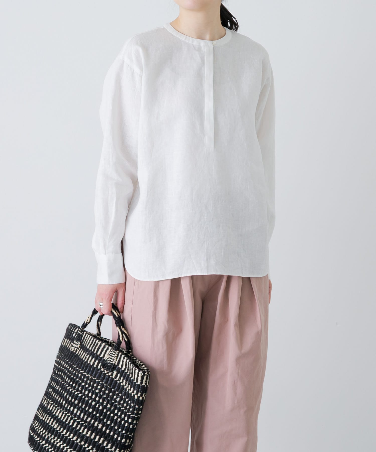 リネンヘンリーワイドシャツ