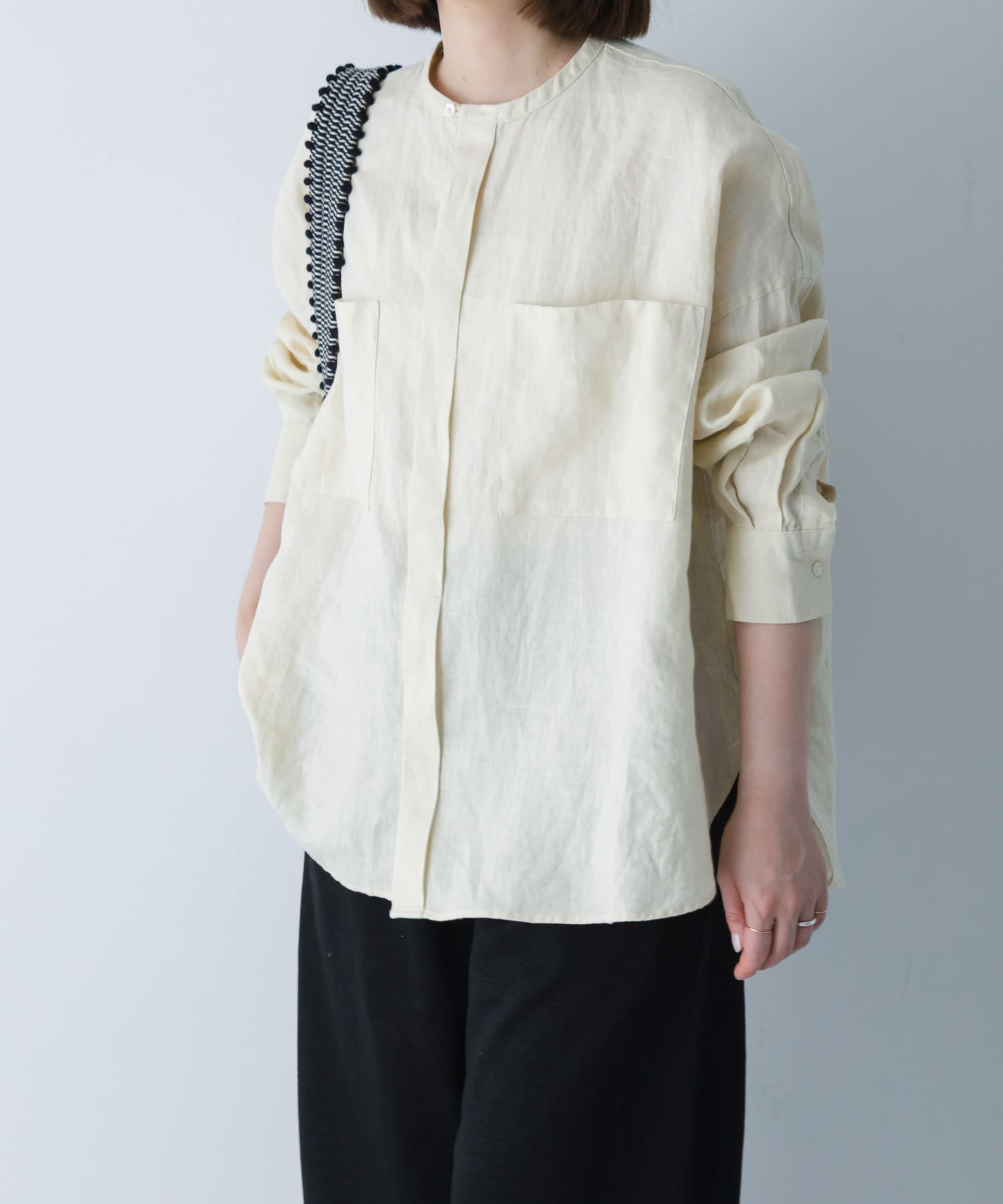 リネンダブルポケットワイドシャツ