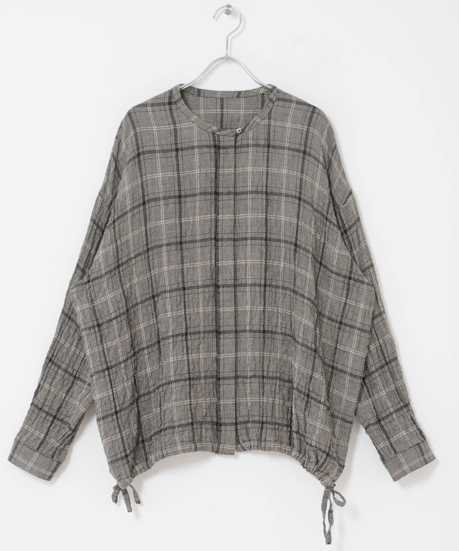 リネンレーヨンチェックシャツカーディガン CHECK M Free