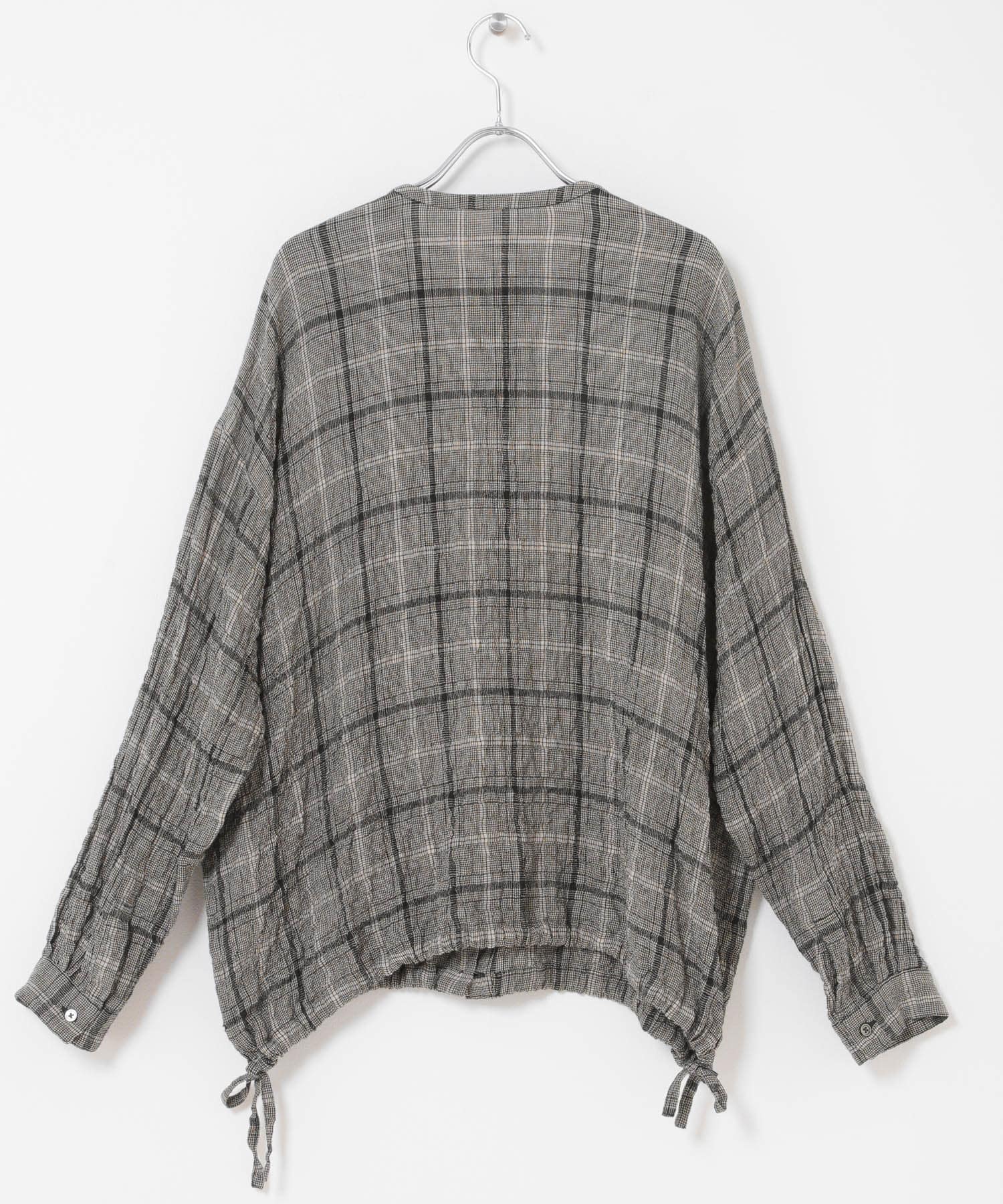 リネンレーヨンチェックシャツカーディガン CHECK M Free