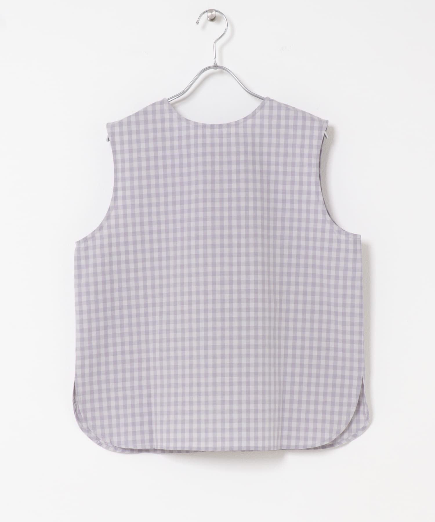 ギンガム2WAYブラウス GRAY Free