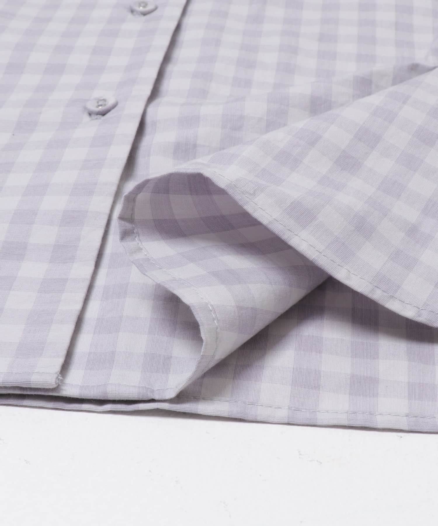 ギンガム2WAYブラウス GRAY Free