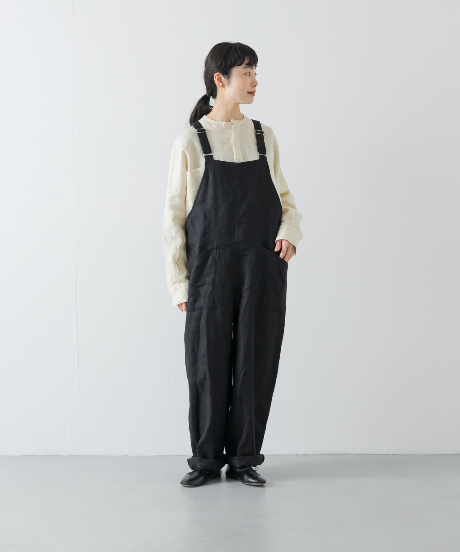 リネンバッククロスサロペット