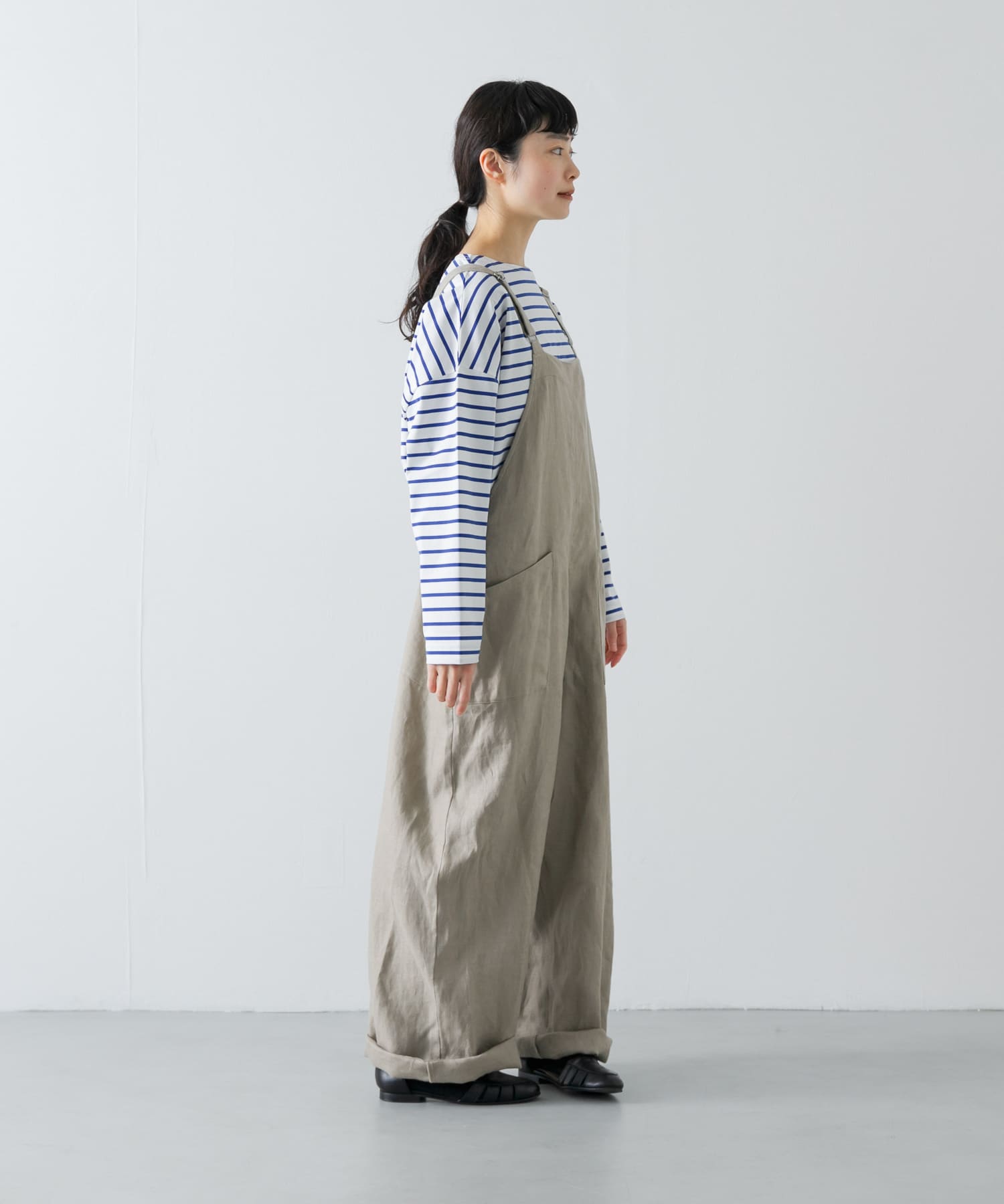 リネンバッククロスサロペット